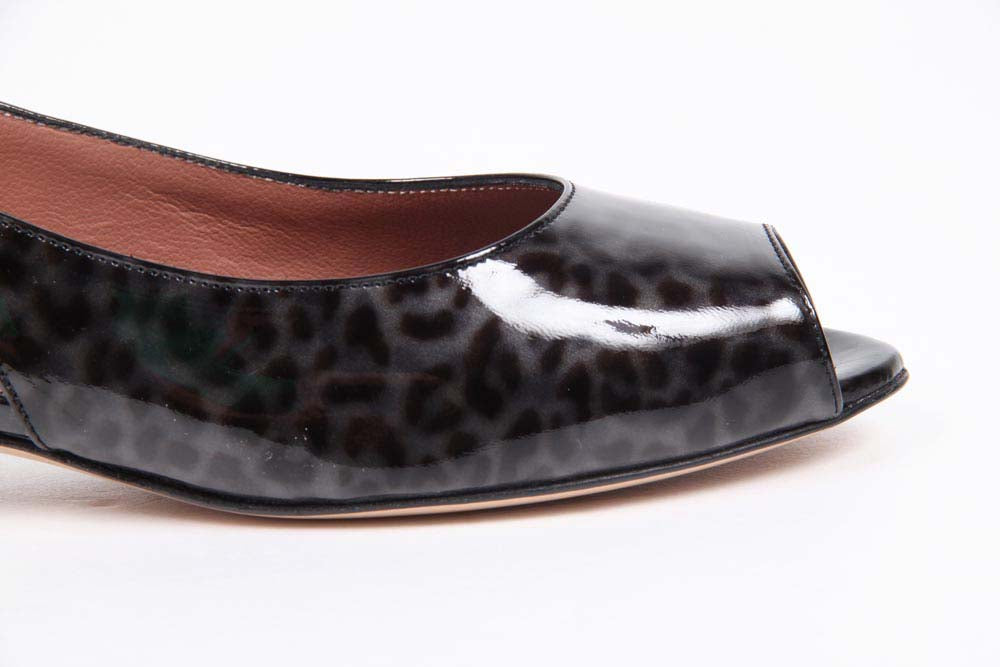 Sandalo Slingback da Donna V 1969 Italia 5485-STEFY PE PELLAME STAMPATO LEOPARDATO GR