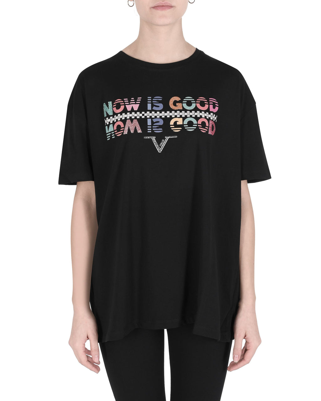 19V69 Italia T-shirt da donna NOW IS GOOD NERO