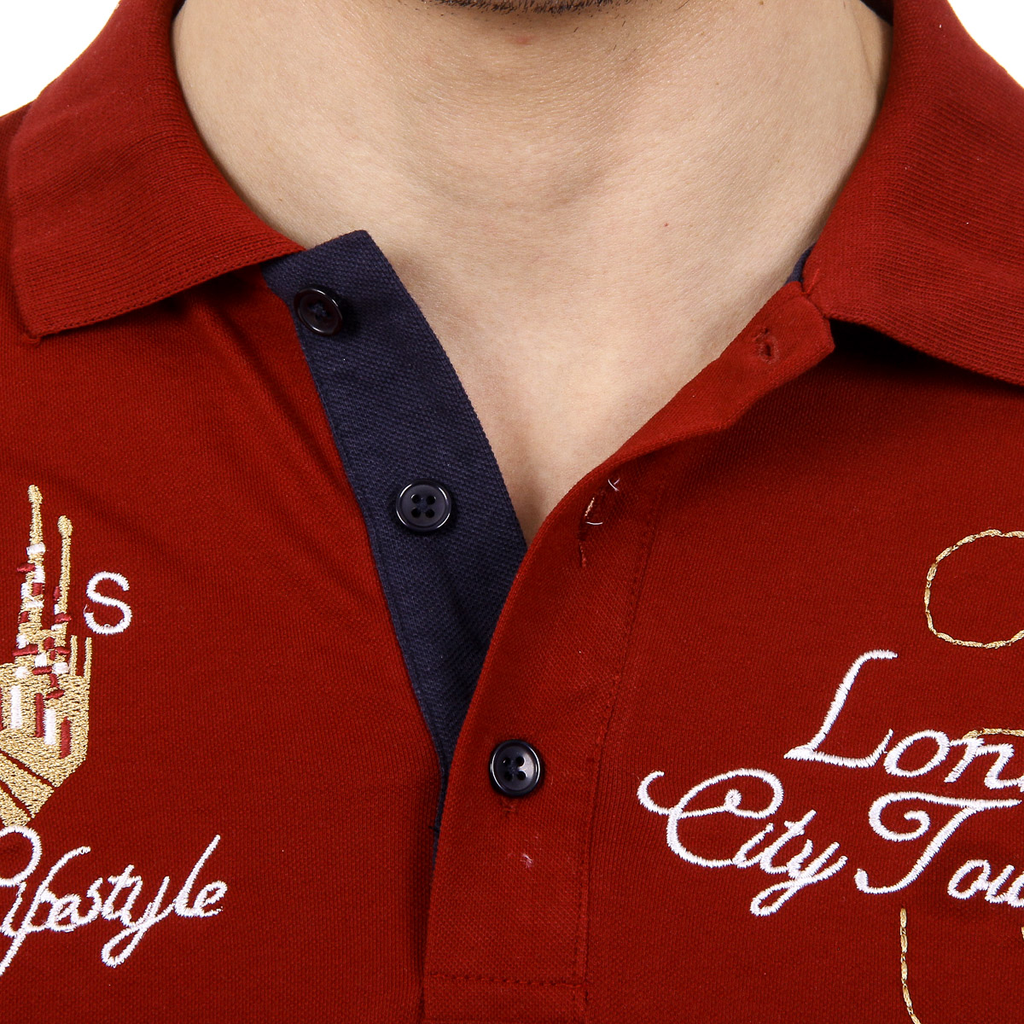 Polo da uomo a maniche corte Ufford & Suffolk Polo Club US005 BORDEAUX