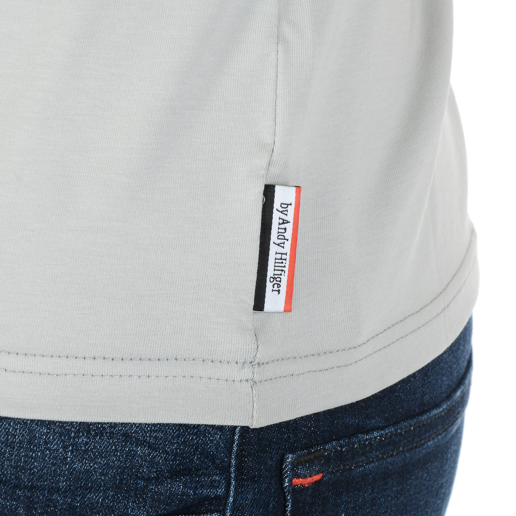 Andrew Charles T-shirt da uomo a maniche corte con scollo a V grigio chiaro KENAN