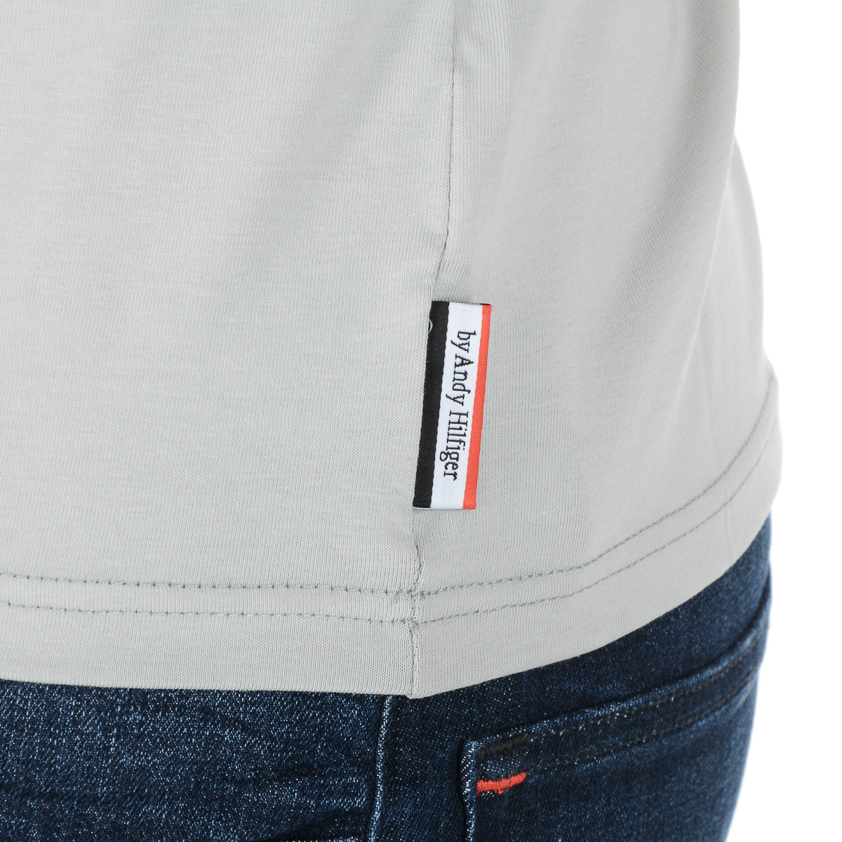 Andrew Charles T-shirt da uomo a maniche corte con scollo a V grigio chiaro KENAN