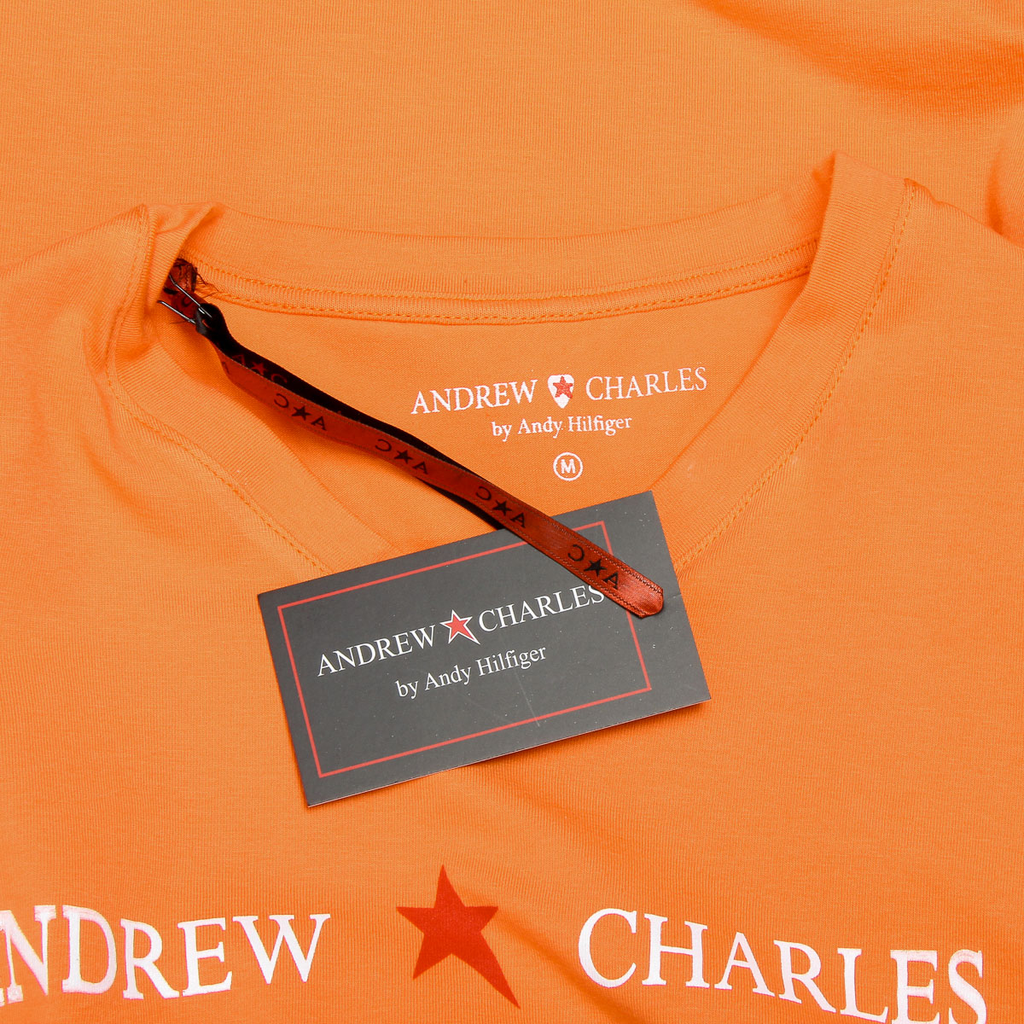 Andrew Charles Maglietta da uomo a maniche corte con scollo a V arancione KENAN