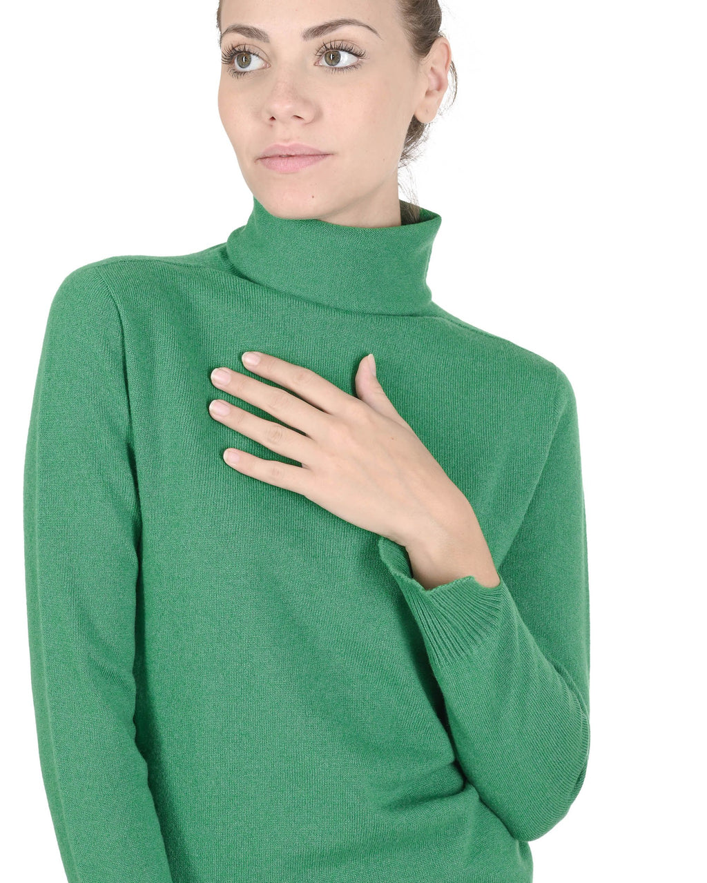 Maglione dolcevita da donna in cashmere Crown of Edinburgh COE 0023 VERDE