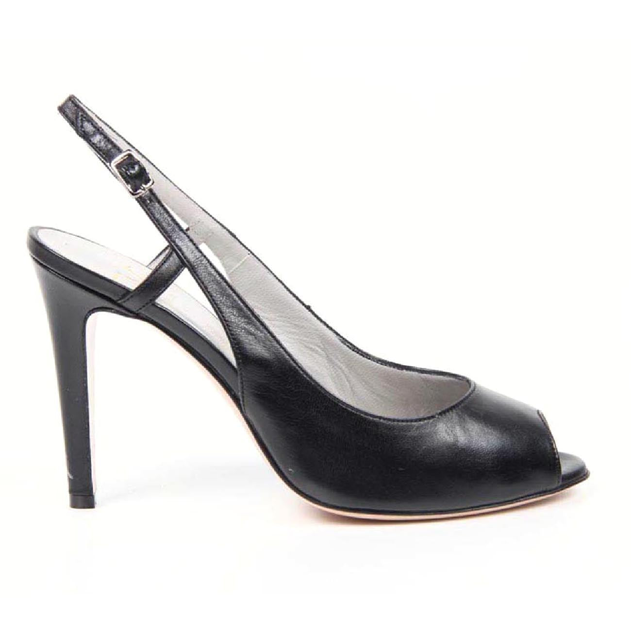 Sandalo Slingback da Donna V 1969 Italia 5616-VAL95 PE ELIOS15NE CAPRETTO ELIOS NERO