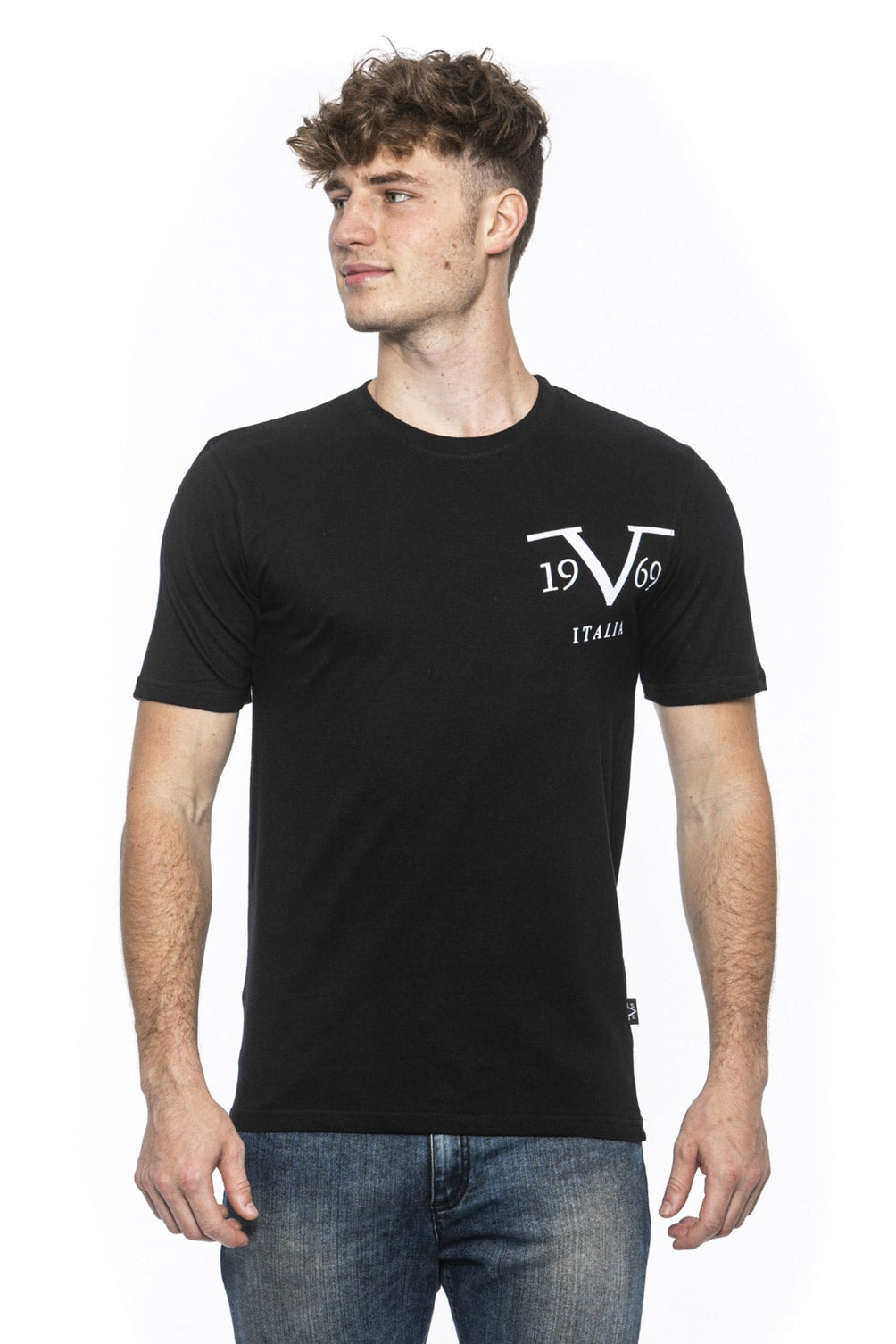 19V69 Italia T-shirt da uomo nera MIKE BLACK
