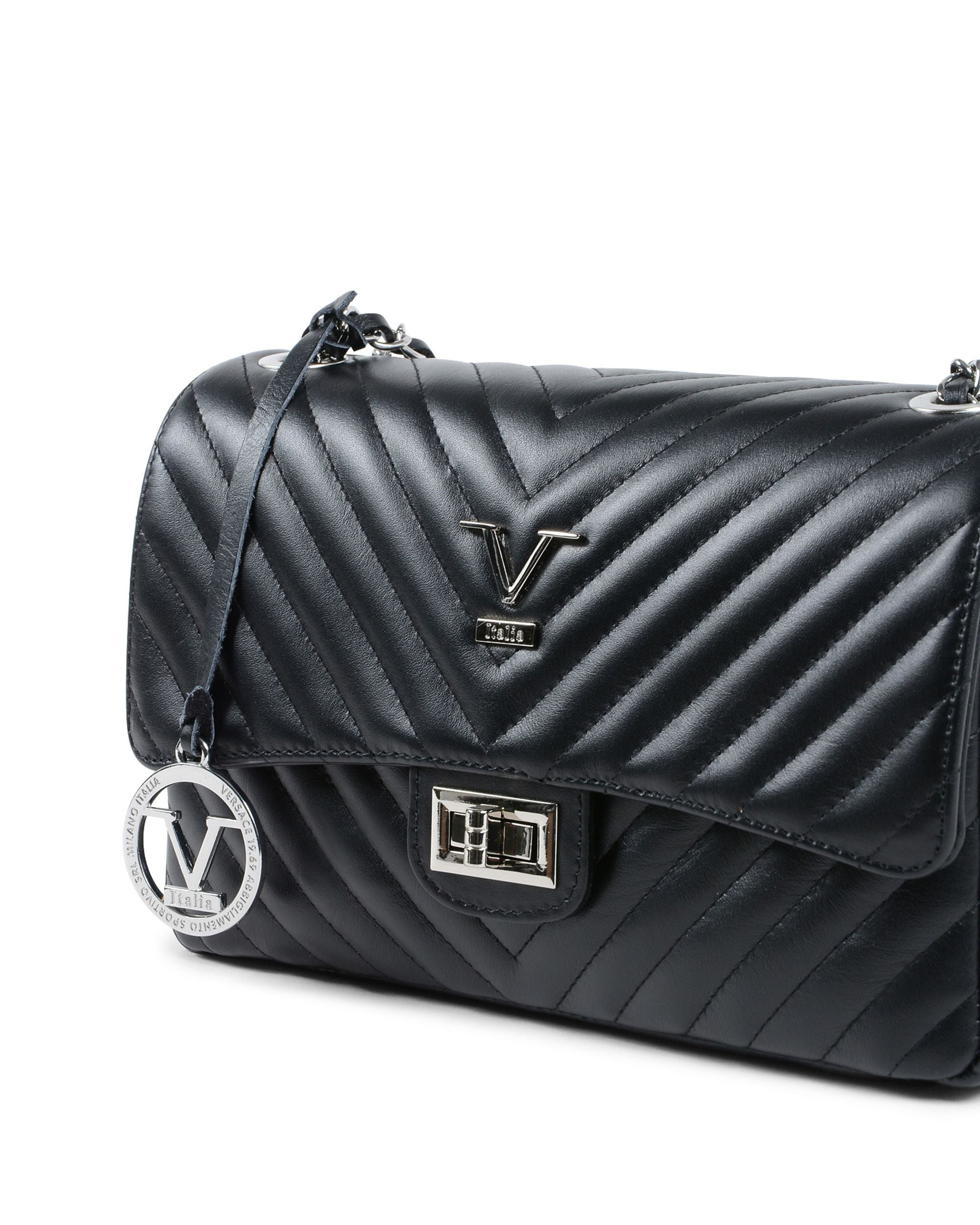 V Italia Borsa a mano da donna nera V0116 KID NERO