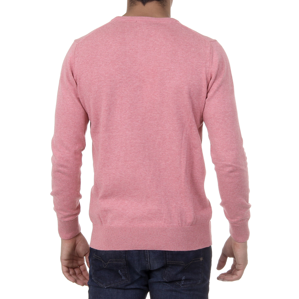 Maglione da uomo Ufford & Suffolk Polo Club a maniche lunghe con scollo rotondo PULLRUS100 ROSA