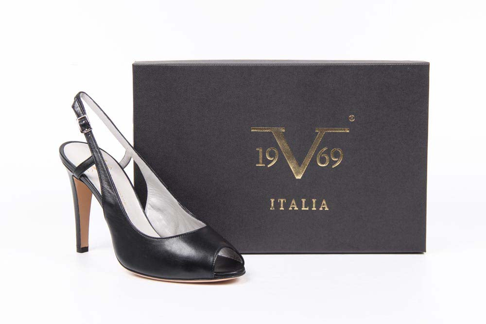 Sandalo Slingback da Donna V 1969 Italia 5616-VAL95 PE ELIOS15NE CAPRETTO ELIOS NERO