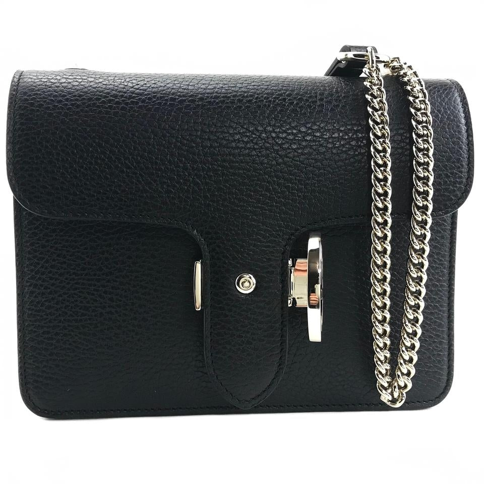 Borsa Gucci Interlocking in pelle con catena nera