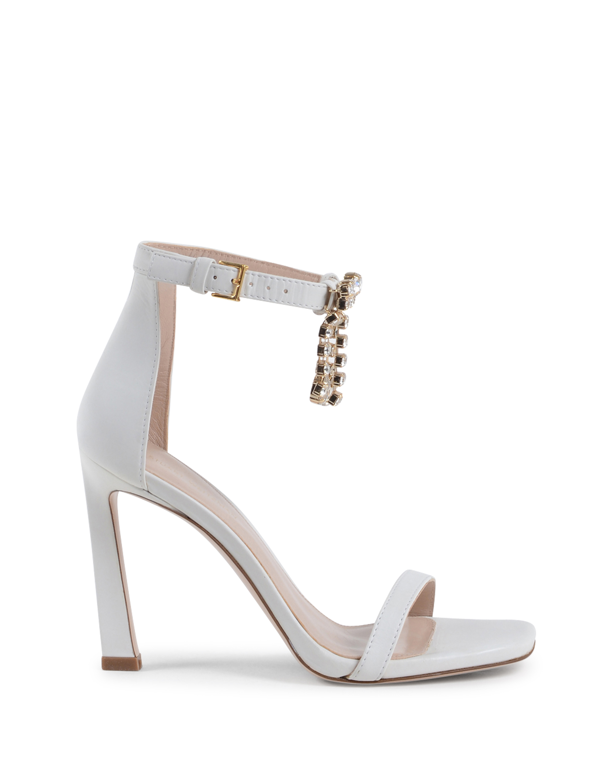 Stuart Weitzman Sandalo con cinturino alla caviglia da donna bianco FRINGESQUARENUDIST