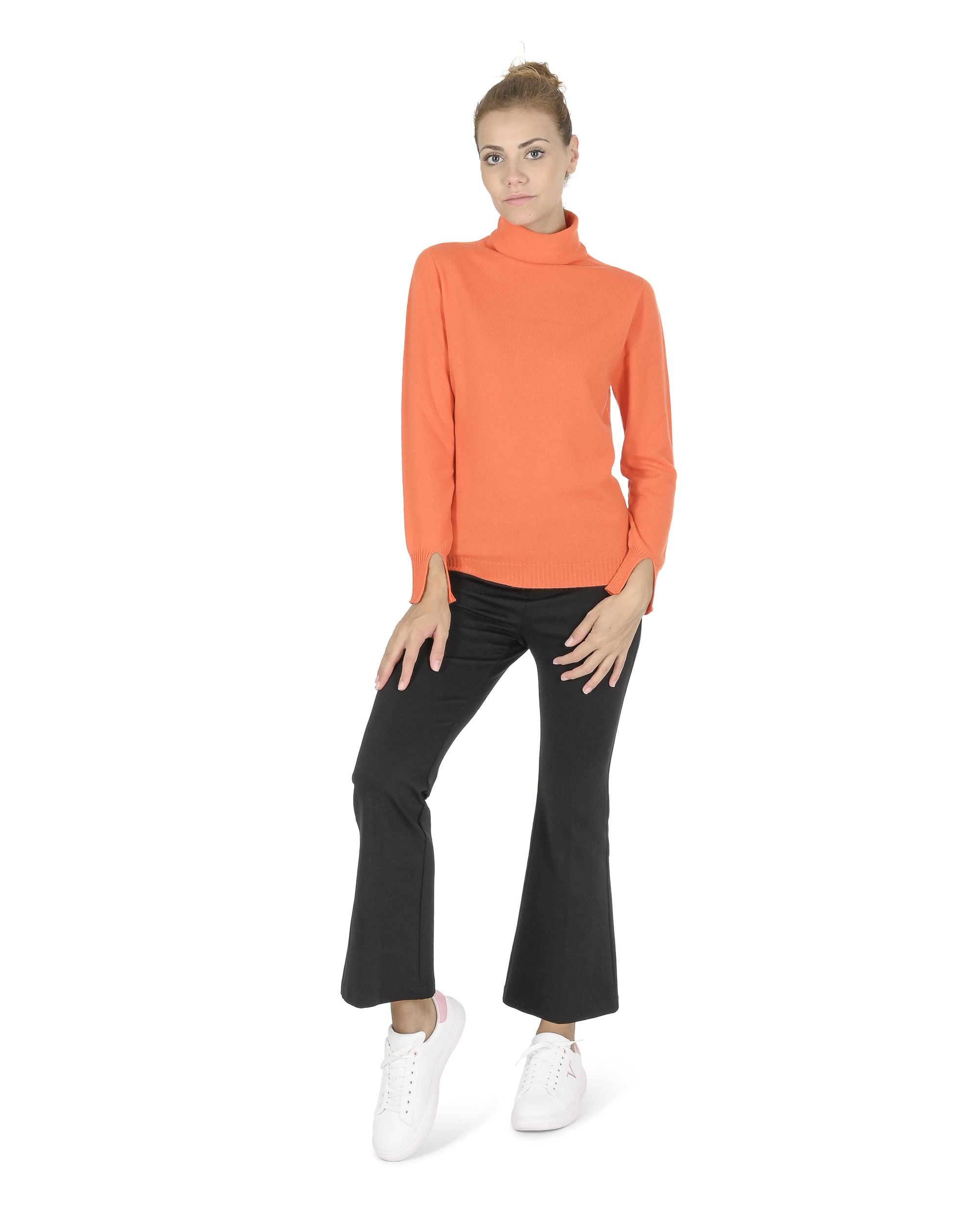 Maglione dolcevita da donna in cashmere Crown of Edinburgh COE 0023 ARANCIONE