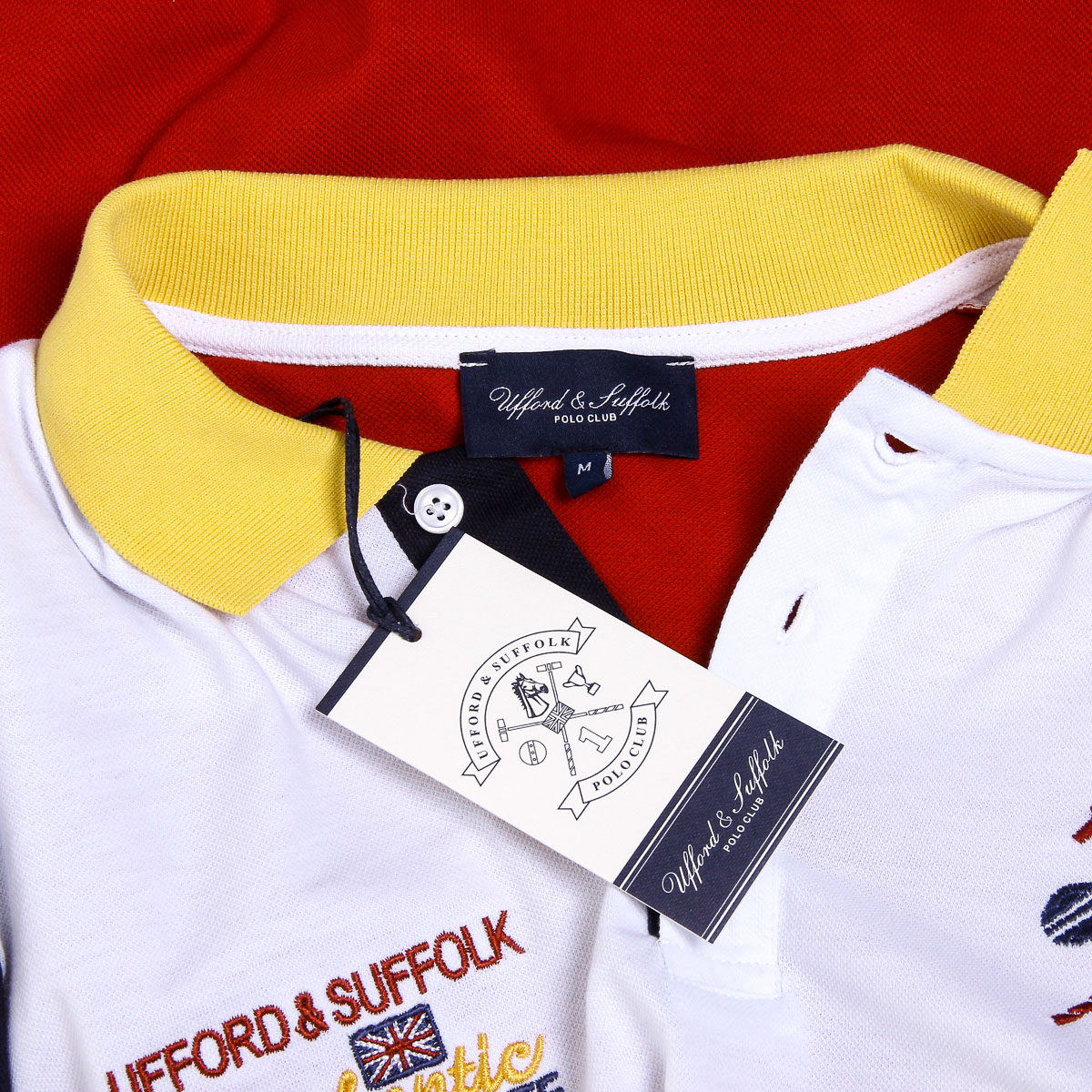 Polo da uomo a maniche corte Ufford & Suffolk Polo Club US009 BIANCO