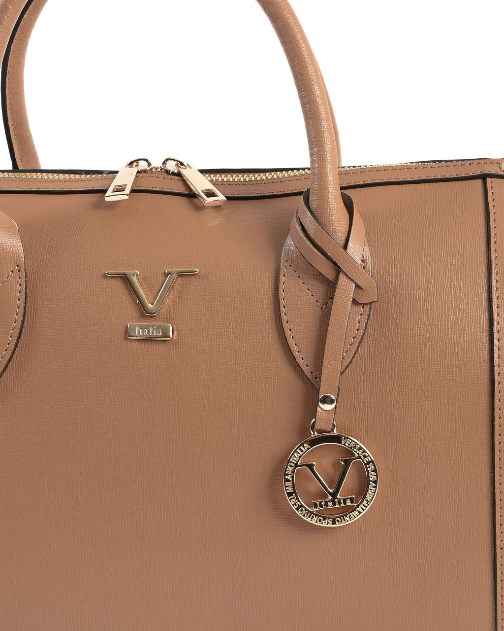 Borsa a mano da donna V Italia Marrone V014-G SAFFIANO CUOIO CHIARO