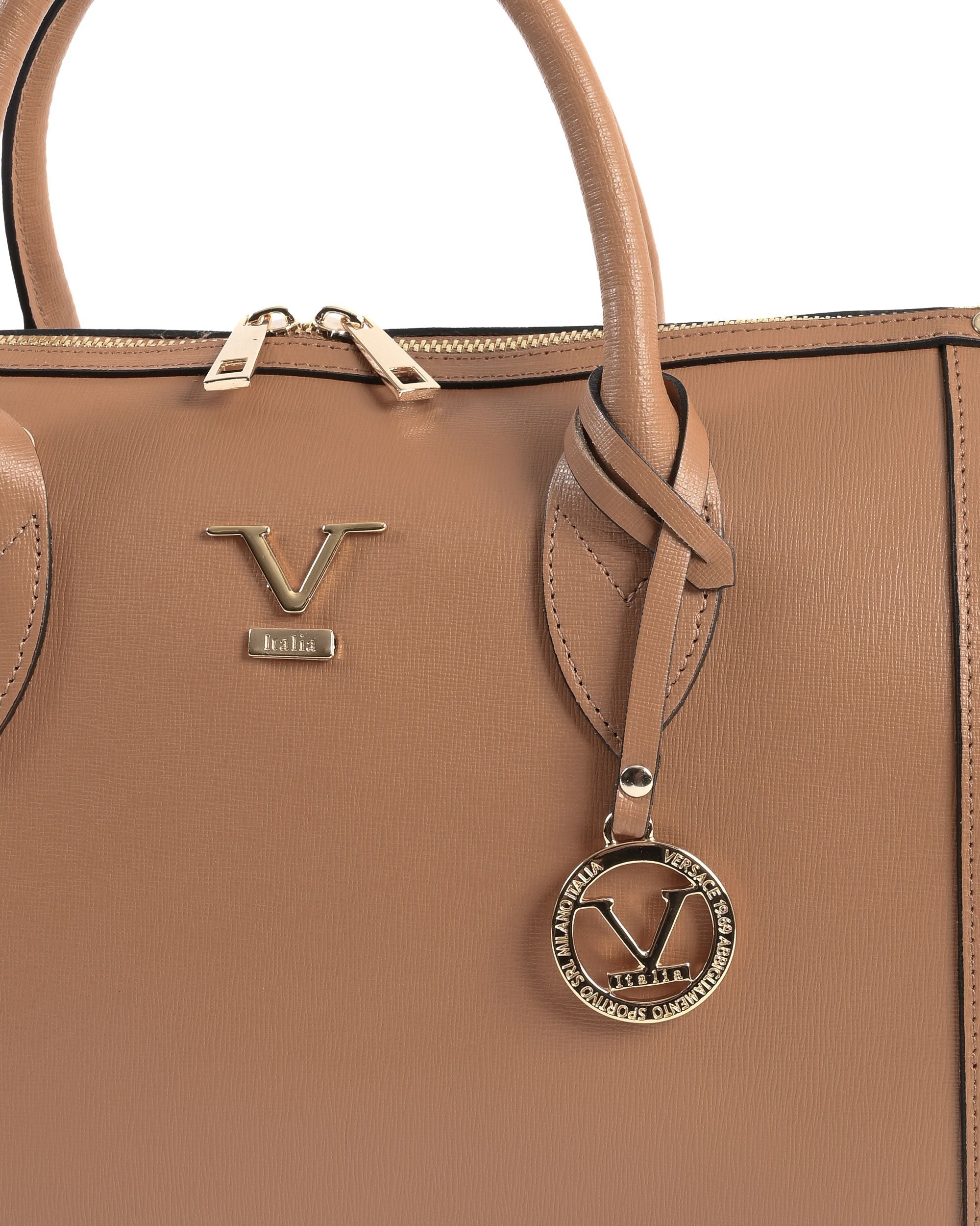 Borsa a mano da donna V Italia Marrone V014-G SAFFIANO CUOIO CHIARO