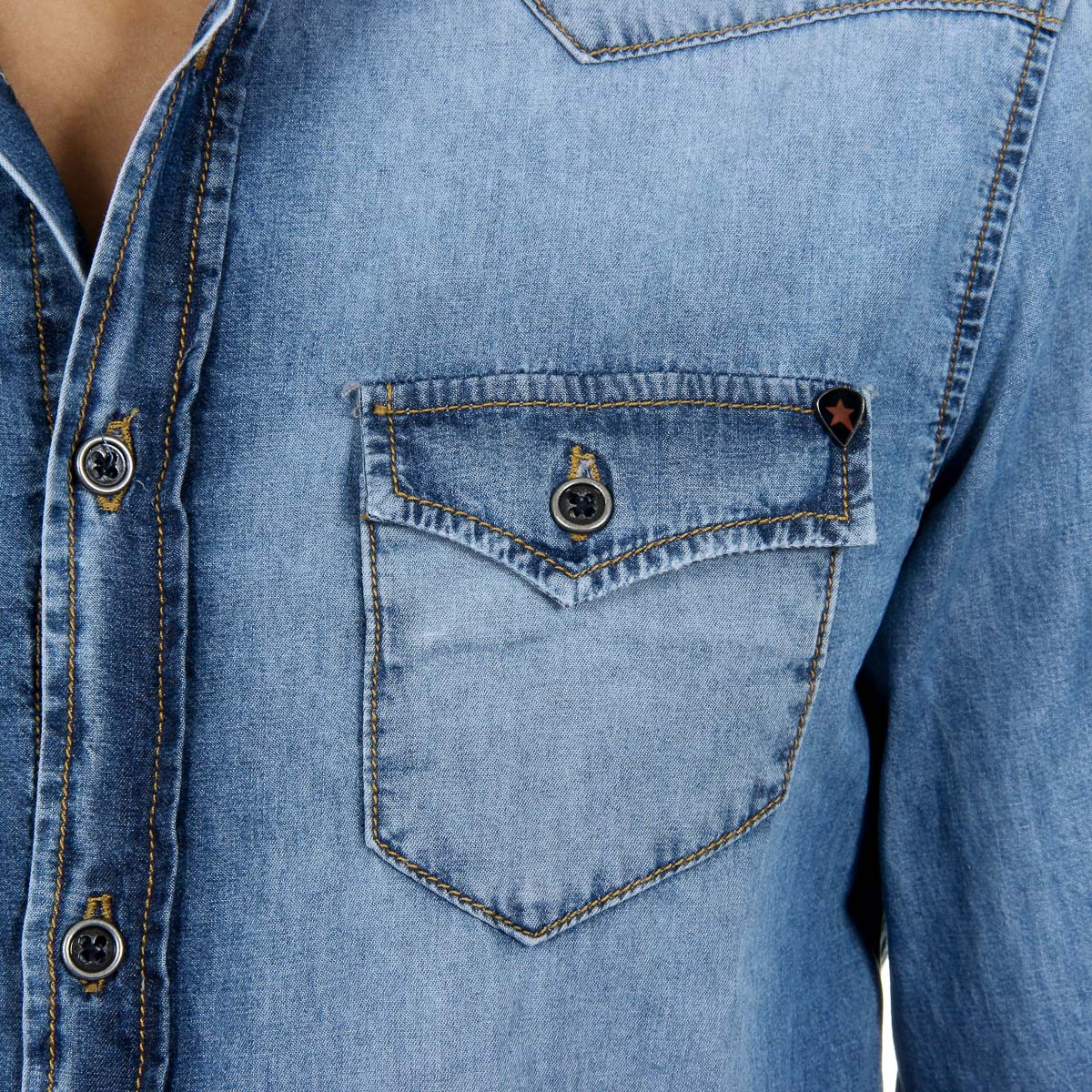 Camicia da uomo Andrew Charles a maniche lunghe in denim CAMILIA