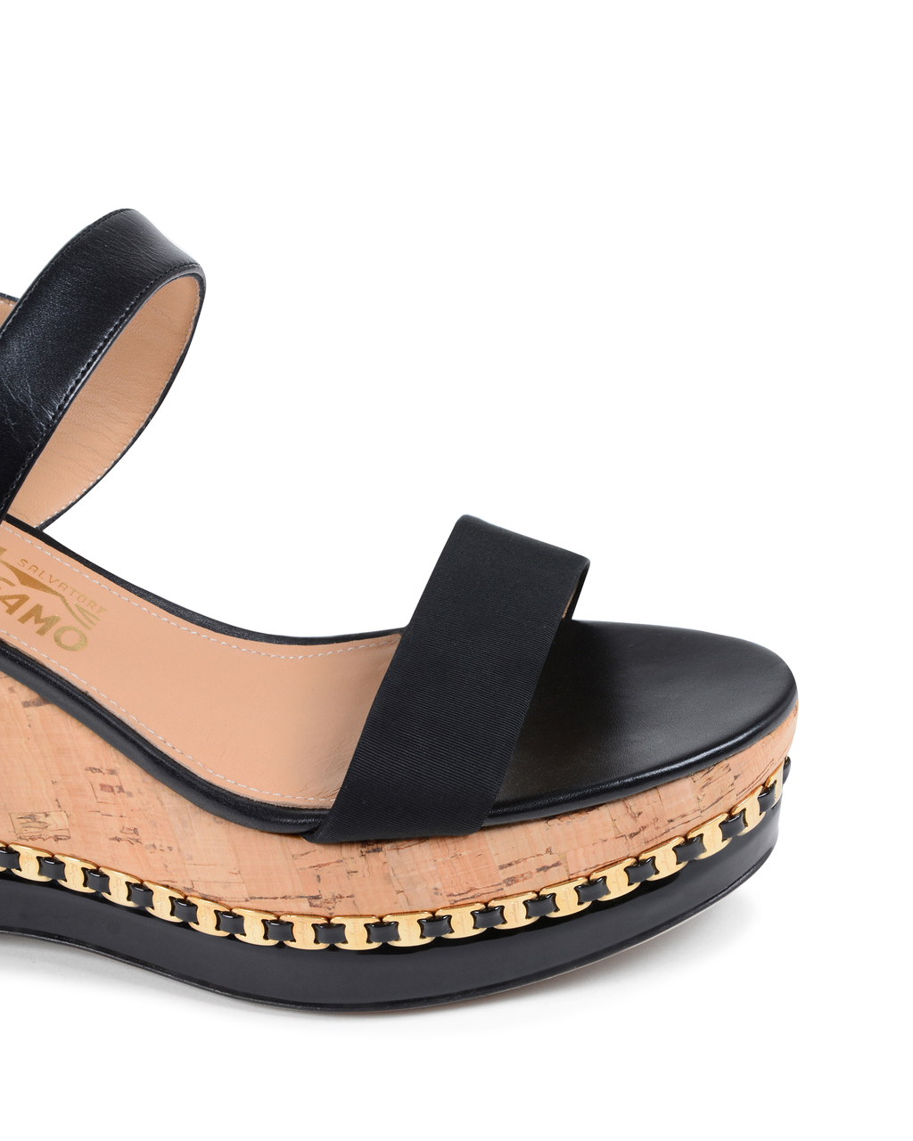 Sandalo con zeppa da donna Salvatore Ferragamo Nero MOLLIE