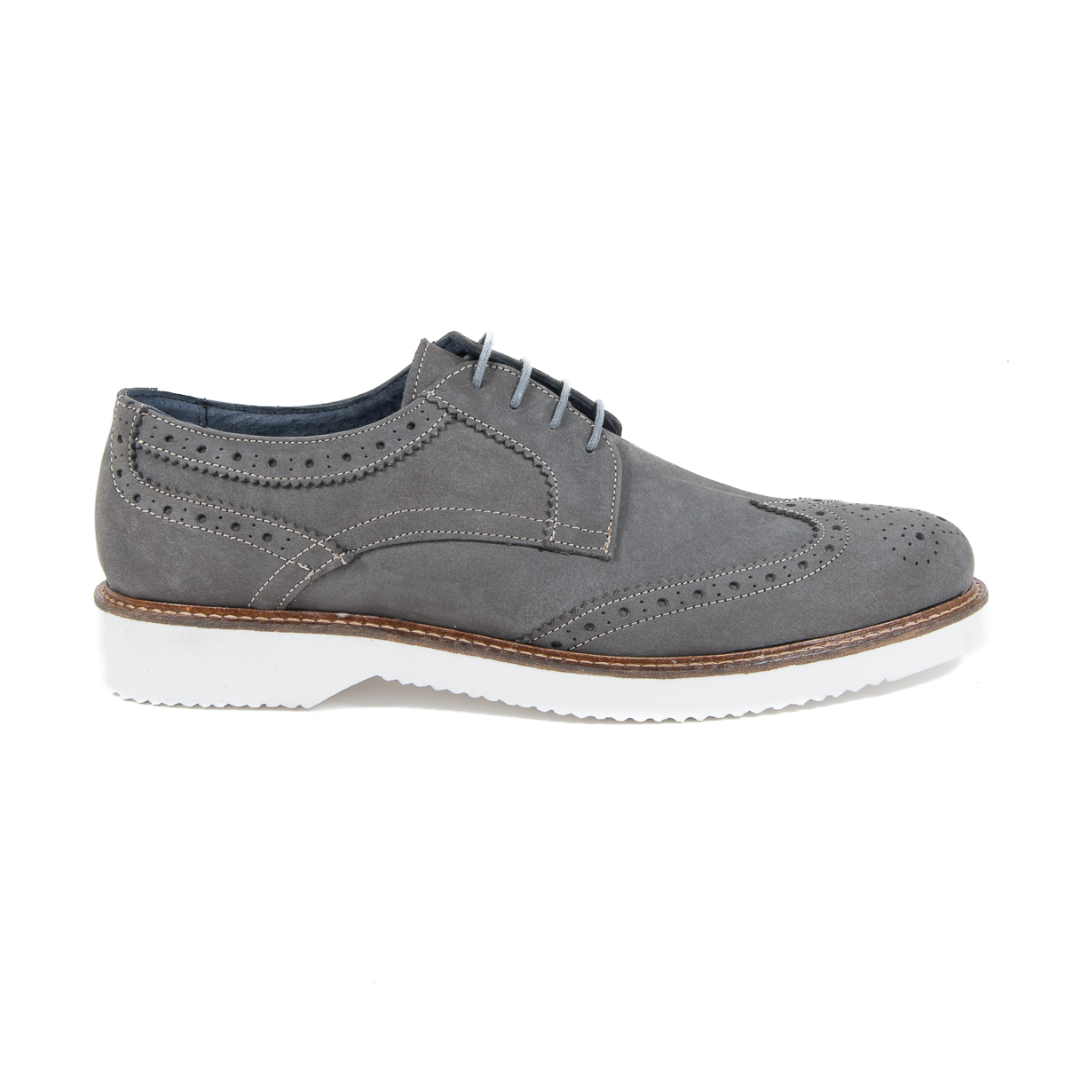 Scarpe brogue da uomo V 1969 Italia Grigio scuro HARRY 5141 NABUK VAR 8