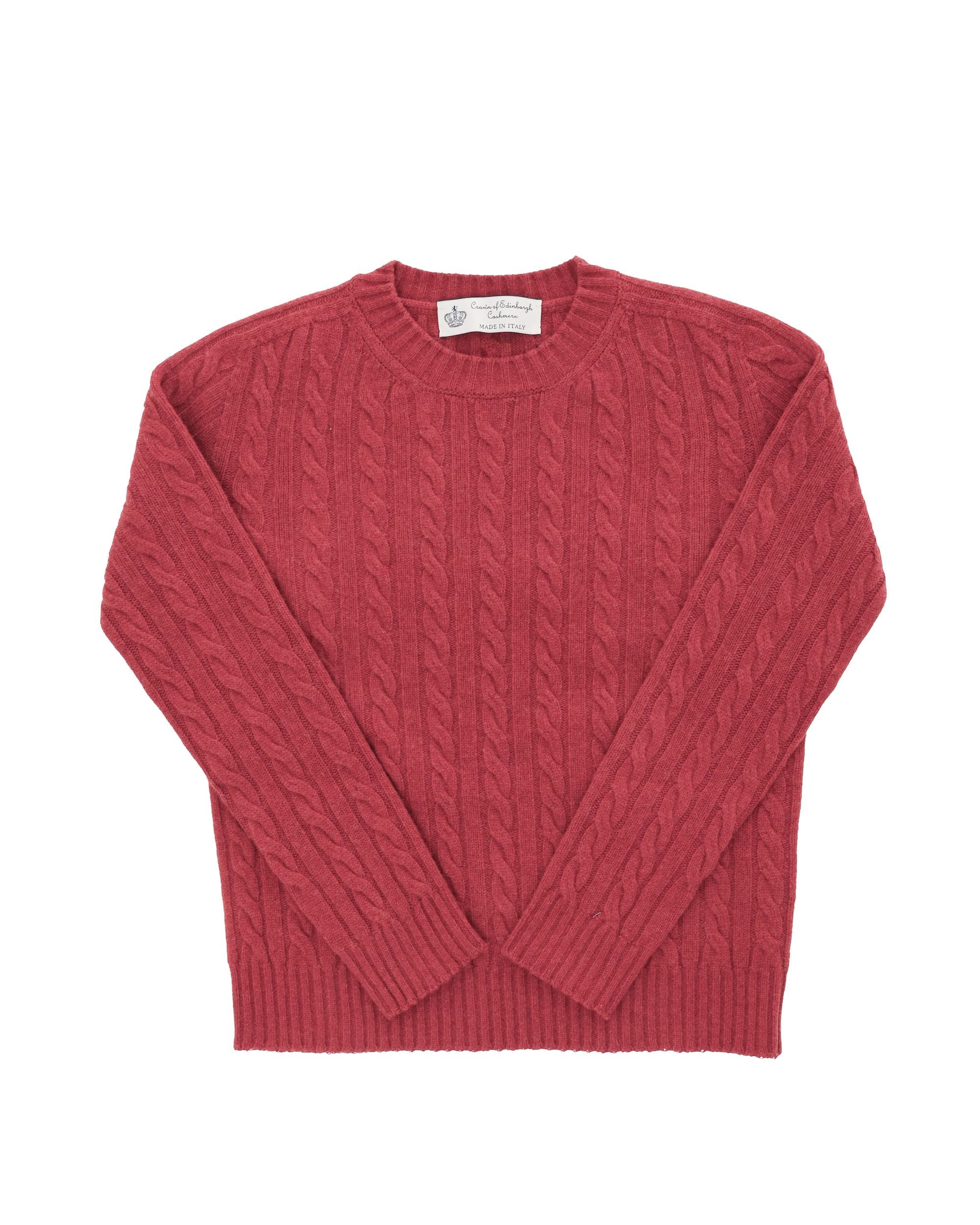 Maglione girocollo da donna in cashmere Crown of Edinburgh COE 0033 ROSSO