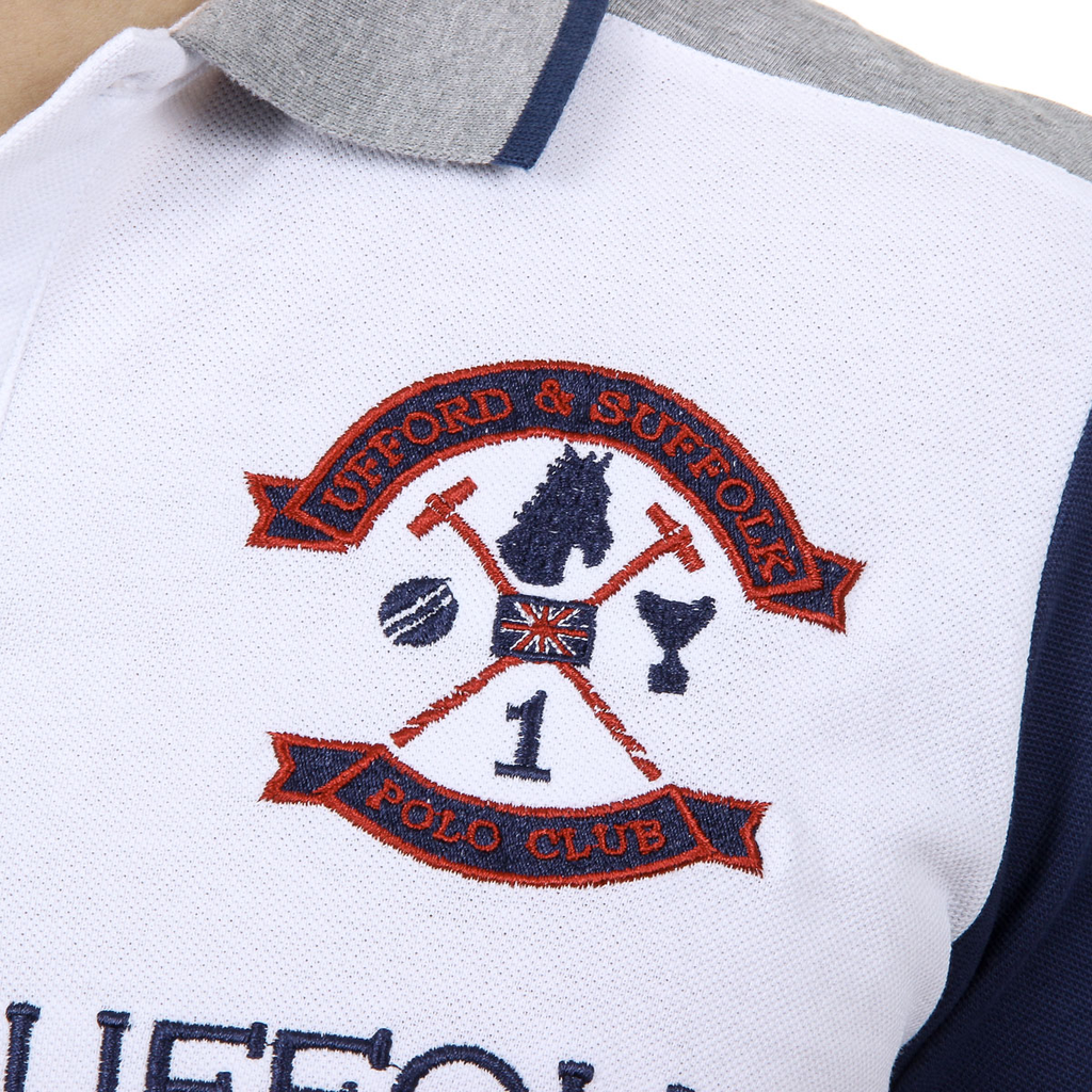 Polo da uomo a maniche corte Ufford & Suffolk Polo Club US001 BIANCO