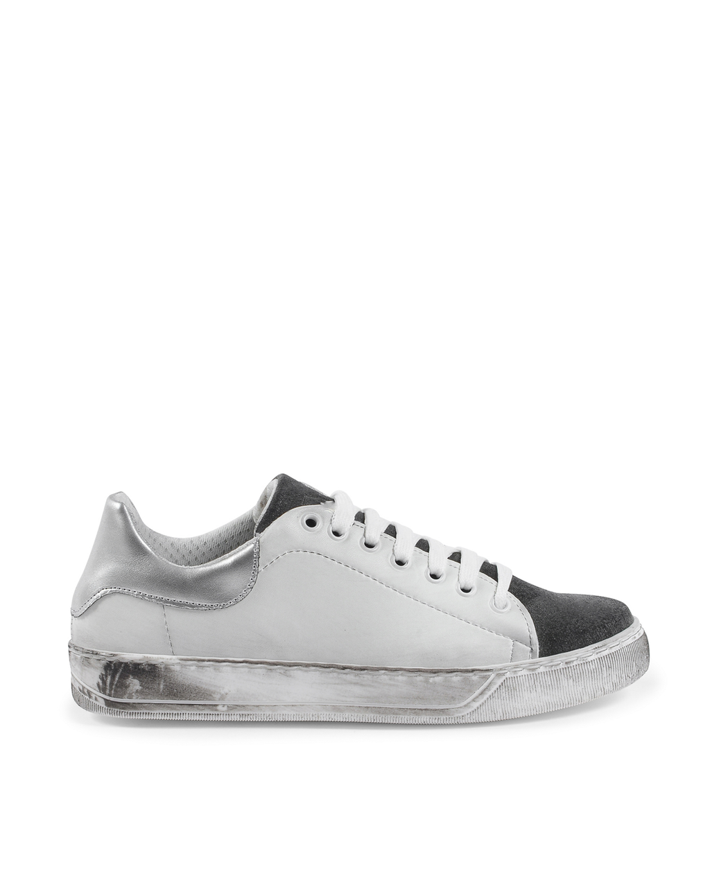 Sneaker Donna 19V69 Italia Bianco Grigio 718-S PELLE BIANCO CAM GRIGIO