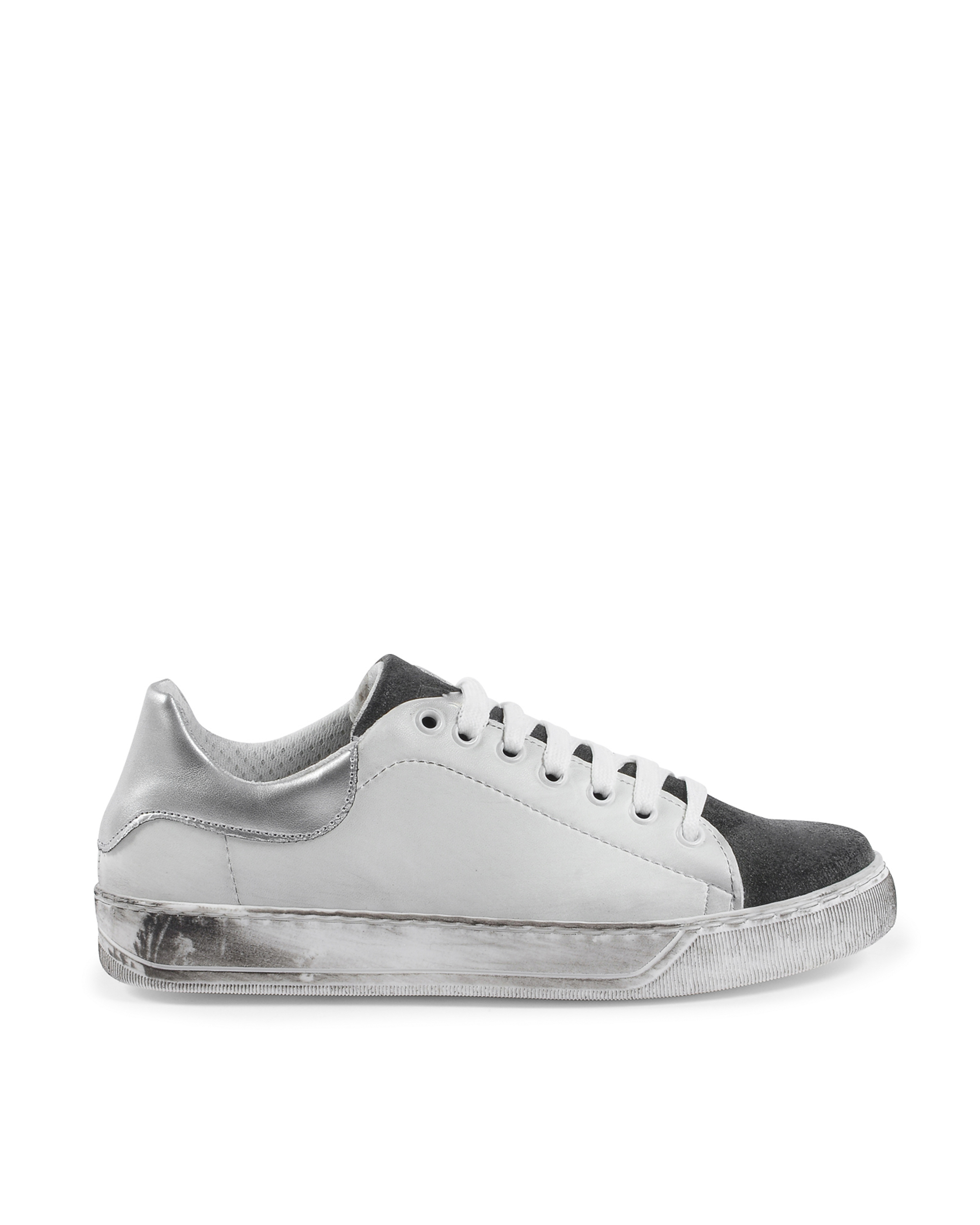 Sneaker Donna 19V69 Italia Bianco Grigio 718-S PELLE BIANCO CAM GRIGIO