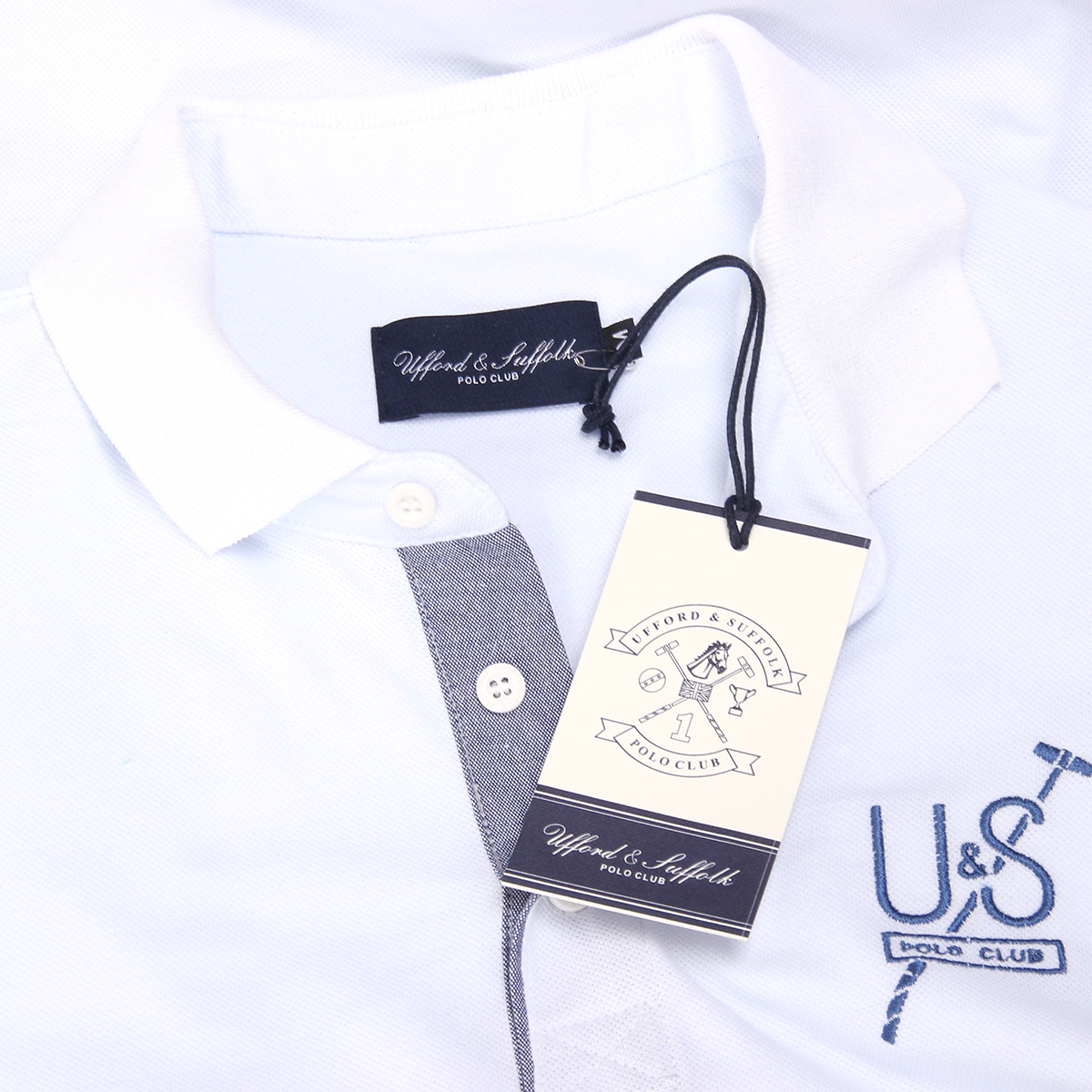 Polo da uomo a maniche corte Ufford & Suffolk Polo Club US026 BIANCO