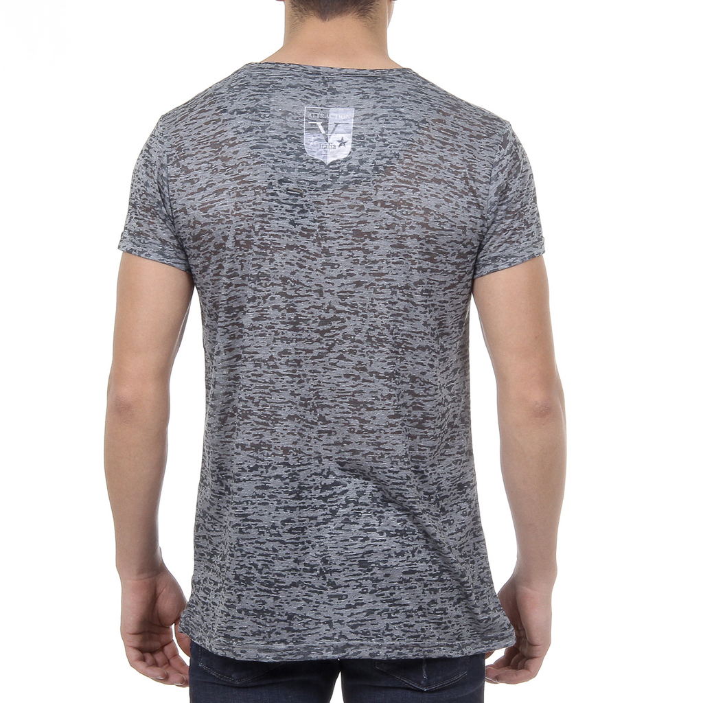 V 1969 Italia T-shirt da uomo a maniche corte con scollo a V, verde scuro ALEXANDER