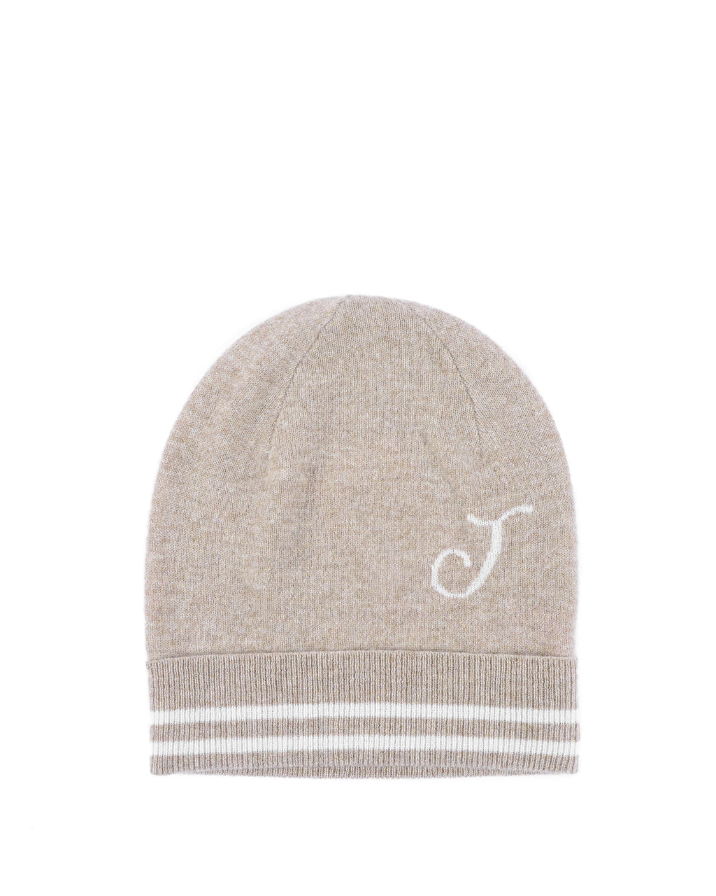 Berretto in cashmere con monogramma - Cammello
