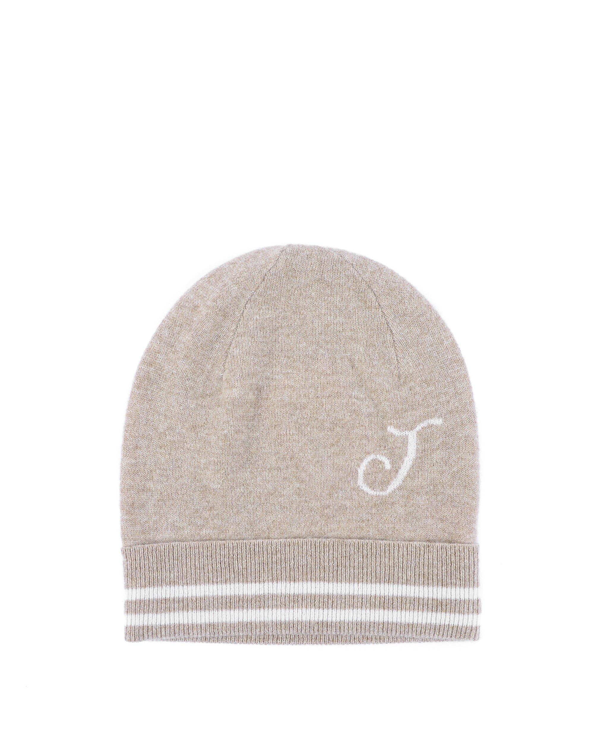 Berretto in cashmere con monogramma - Cammello
