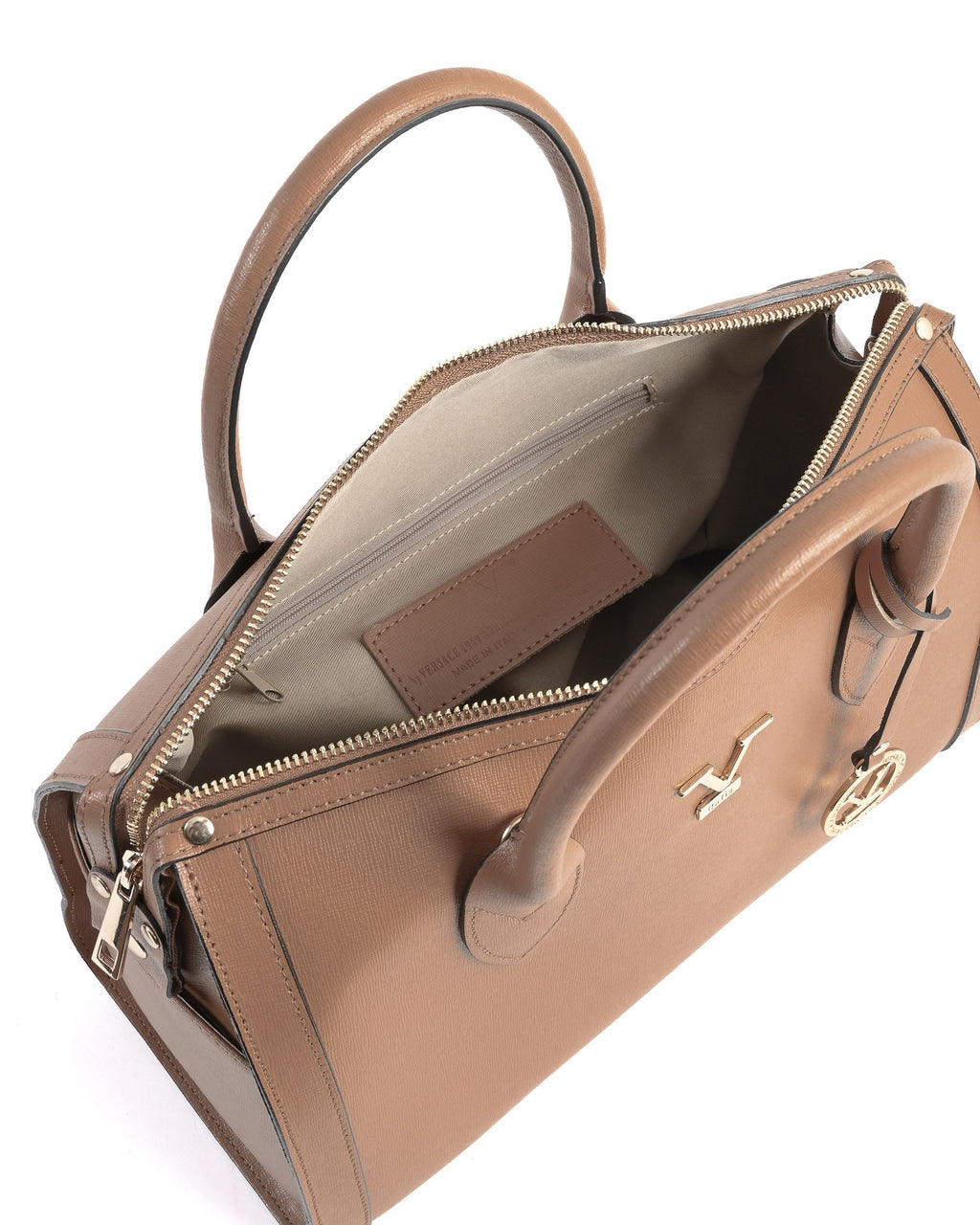 Borsa a mano da donna V Italia Marrone V014-G SAFFIANO CUOIO CHIARO