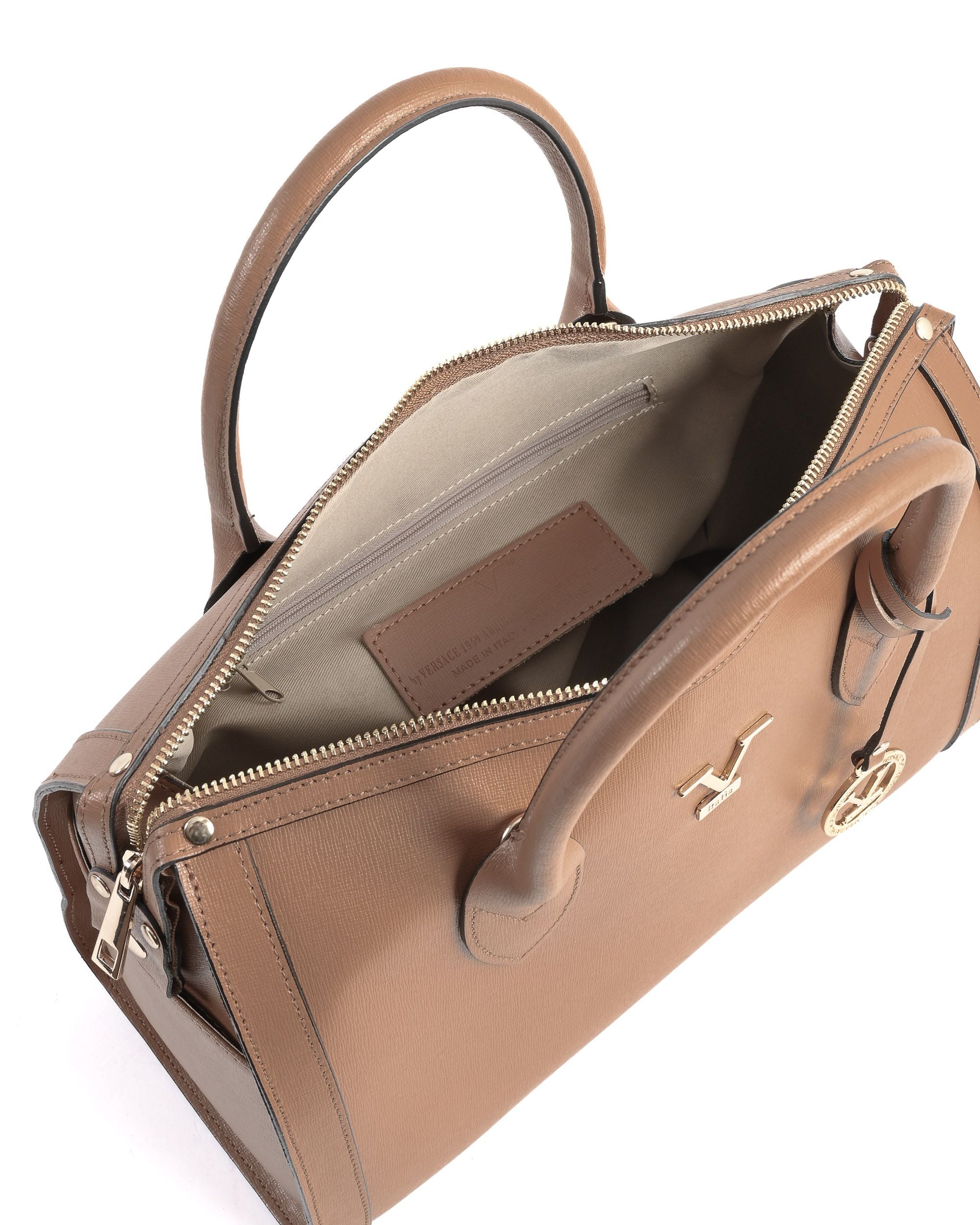 Borsa a mano da donna V Italia Marrone V014-G SAFFIANO CUOIO CHIARO