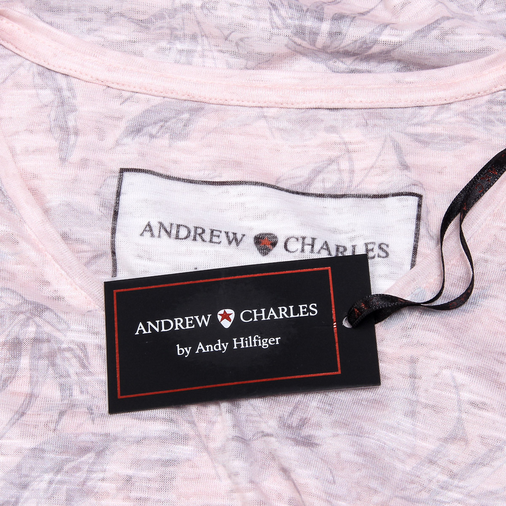 Andrew Charles T-shirt da donna a maniche corte con scollo a V rosa ALEXA