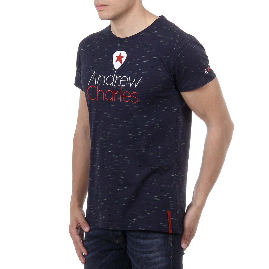 Andrew Charles T-shirt da uomo a maniche corte con scollo tondo blu scuro JACK
