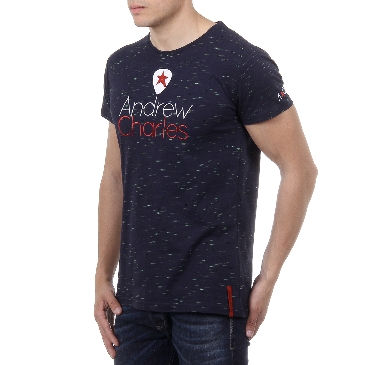 Andrew Charles T-shirt da uomo a maniche corte con scollo tondo blu scuro JACK