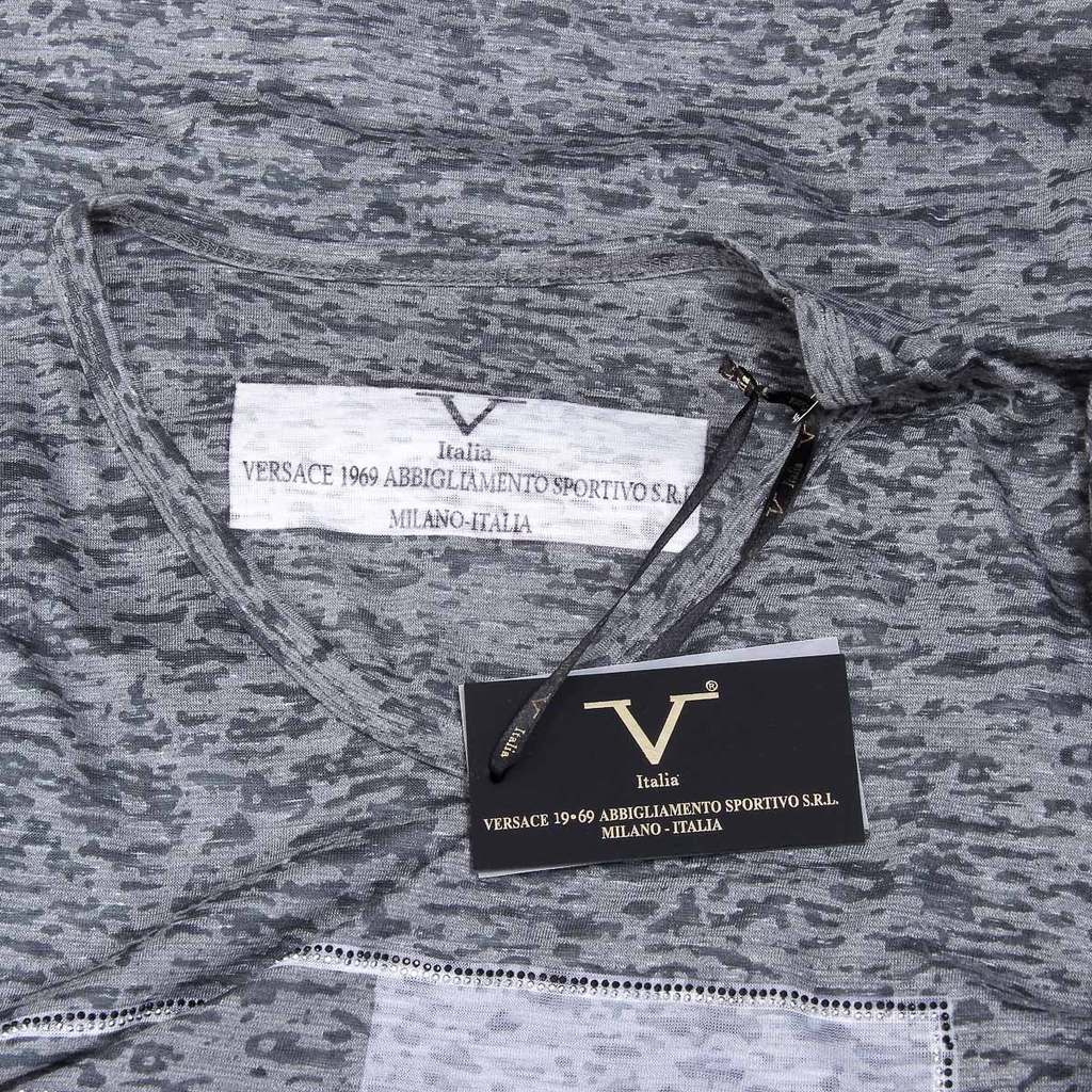 V 1969 Italia T-shirt da uomo a maniche corte con scollo a V, verde scuro ALEXANDER