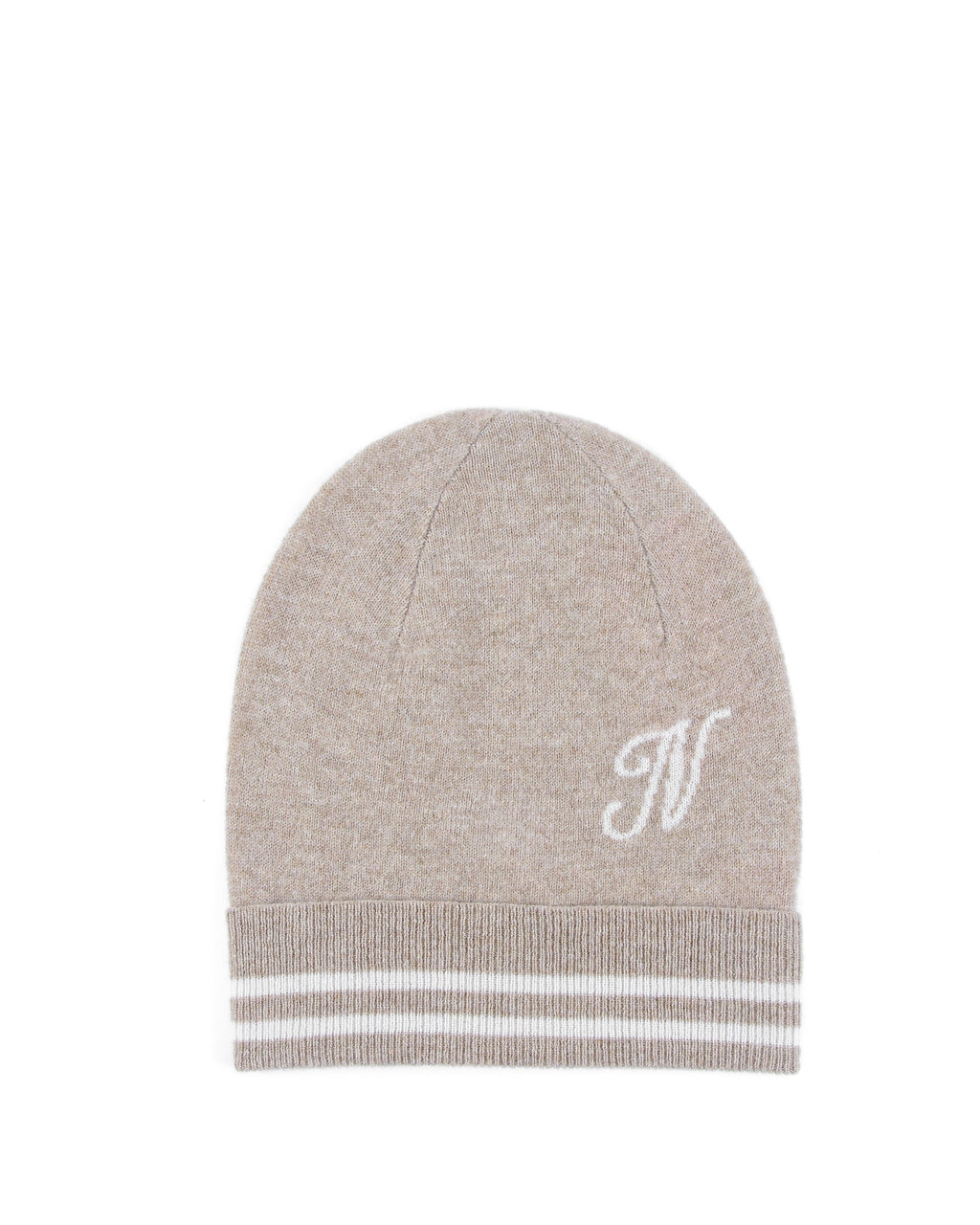 Berretto in cashmere con monogramma - Cammello