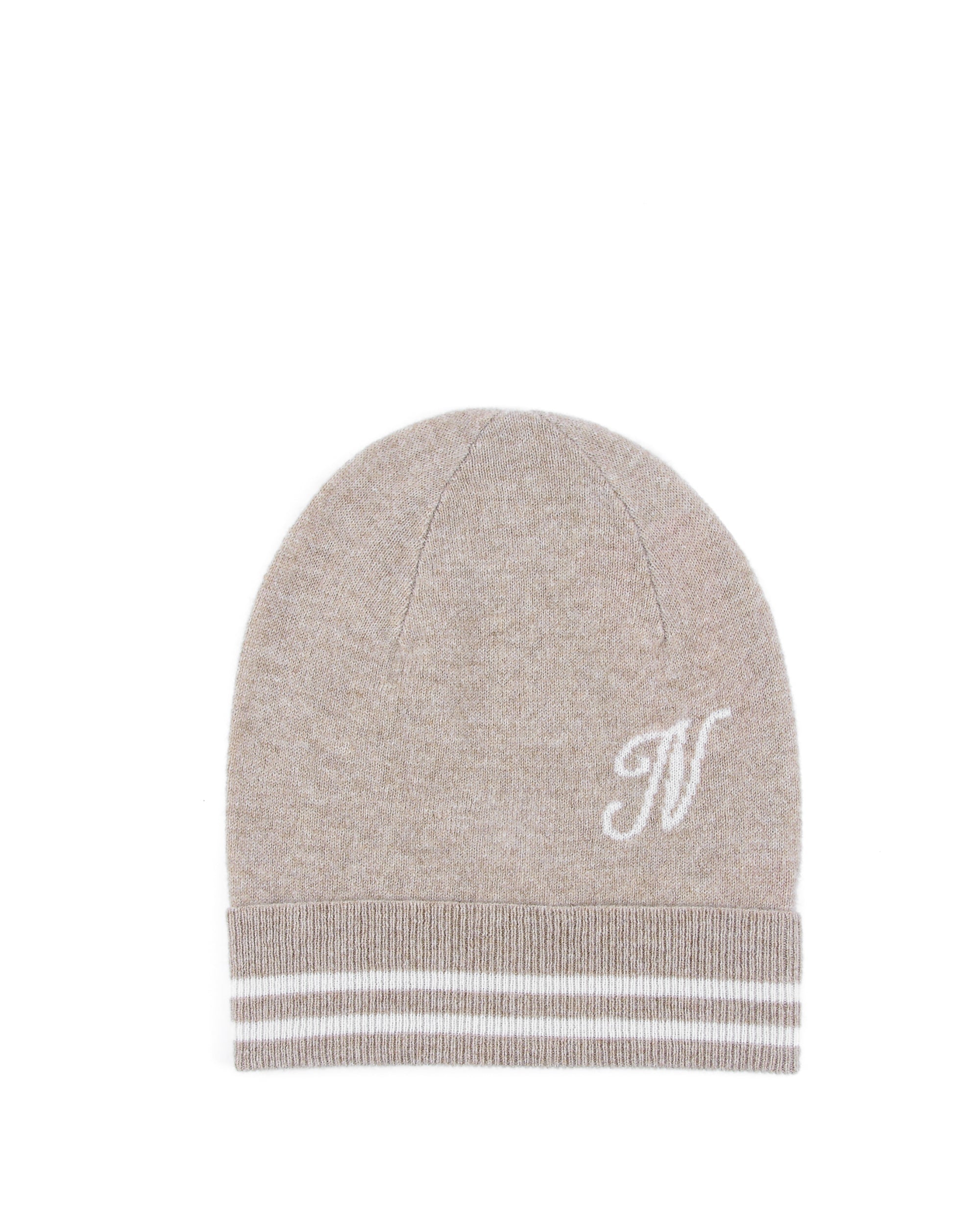 Berretto in cashmere con monogramma - Cammello