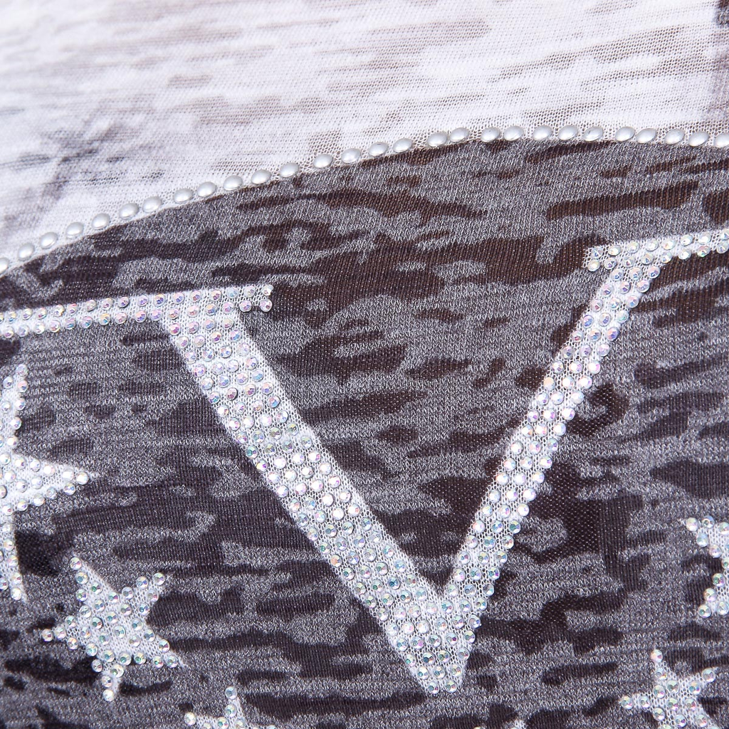 V 1969 Italia T-shirt da donna a maniche corte con scollo a V nera EMILY
