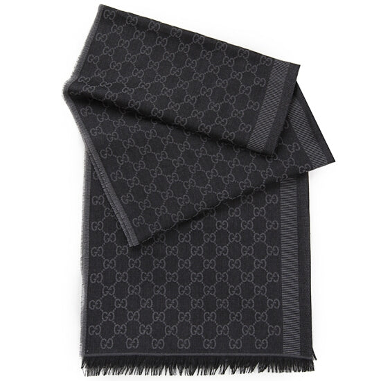 Gucci sciarpa uomo 70x195 nero grigio scuro