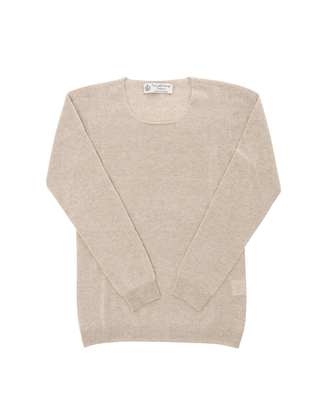 Maglione da donna in cashmere con scollo quadrato Crown of Edinburgh COE 0024 BEIGE