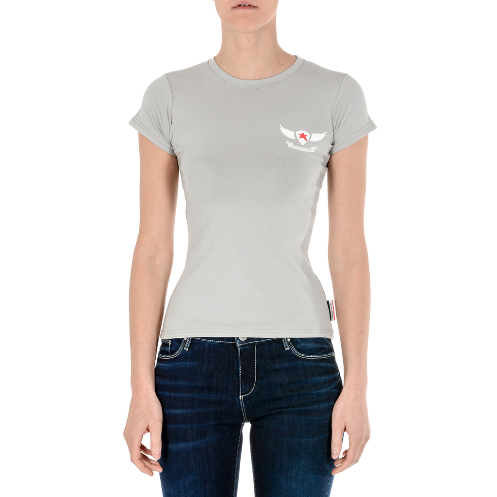 Andrew Charles T-shirt da donna a maniche corte con scollo rotondo, grigia TARANA