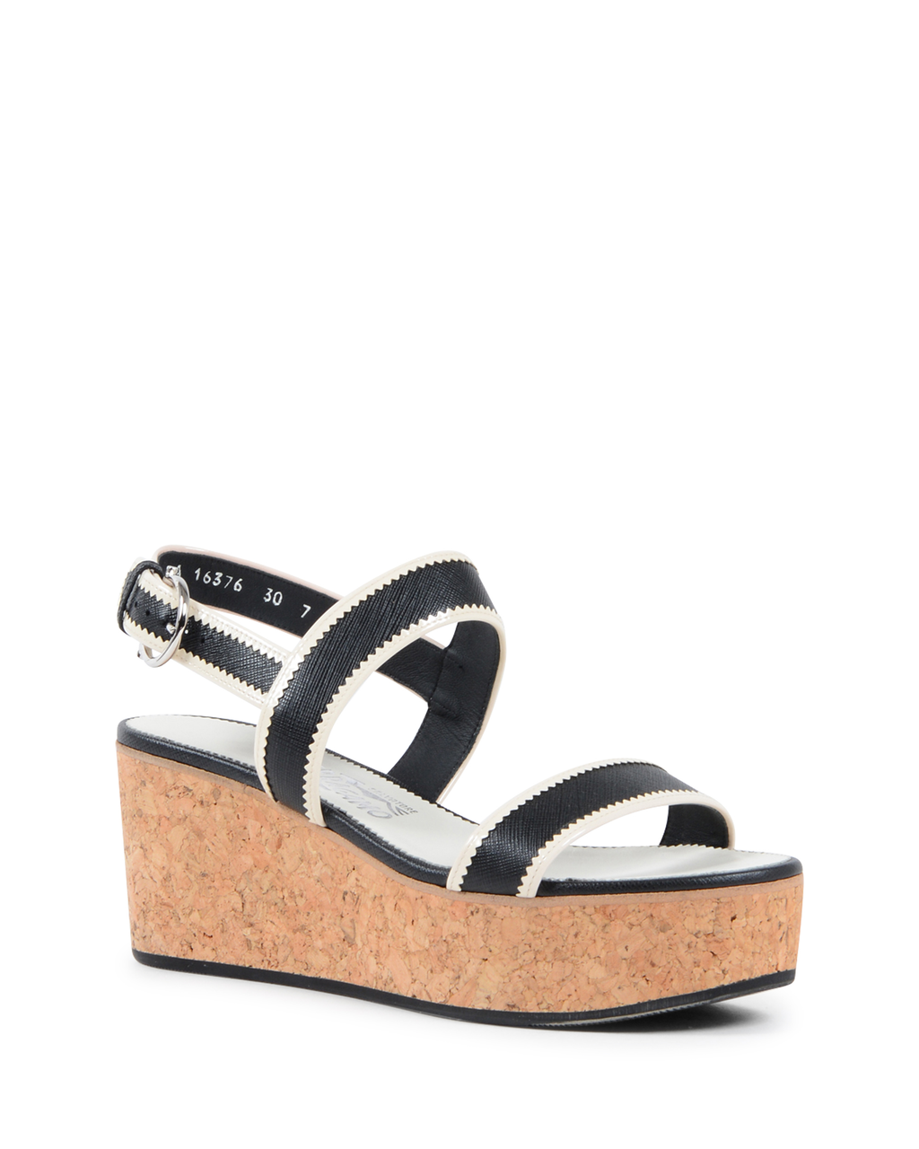 Sandalo con zeppa da donna Salvatore Ferragamo Nero EMILIA