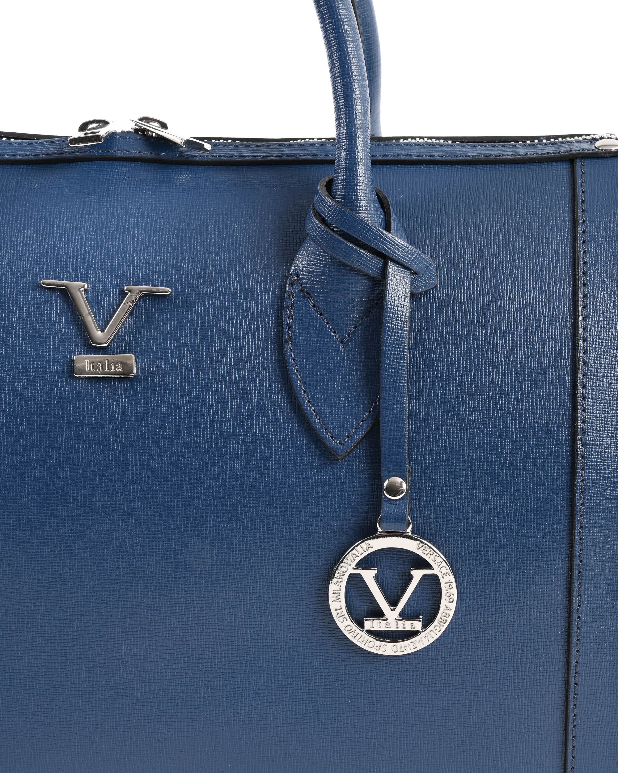 Borsa a mano da donna V Italia Blue Jeans V014-S SAFFIANO BLUE JEANS