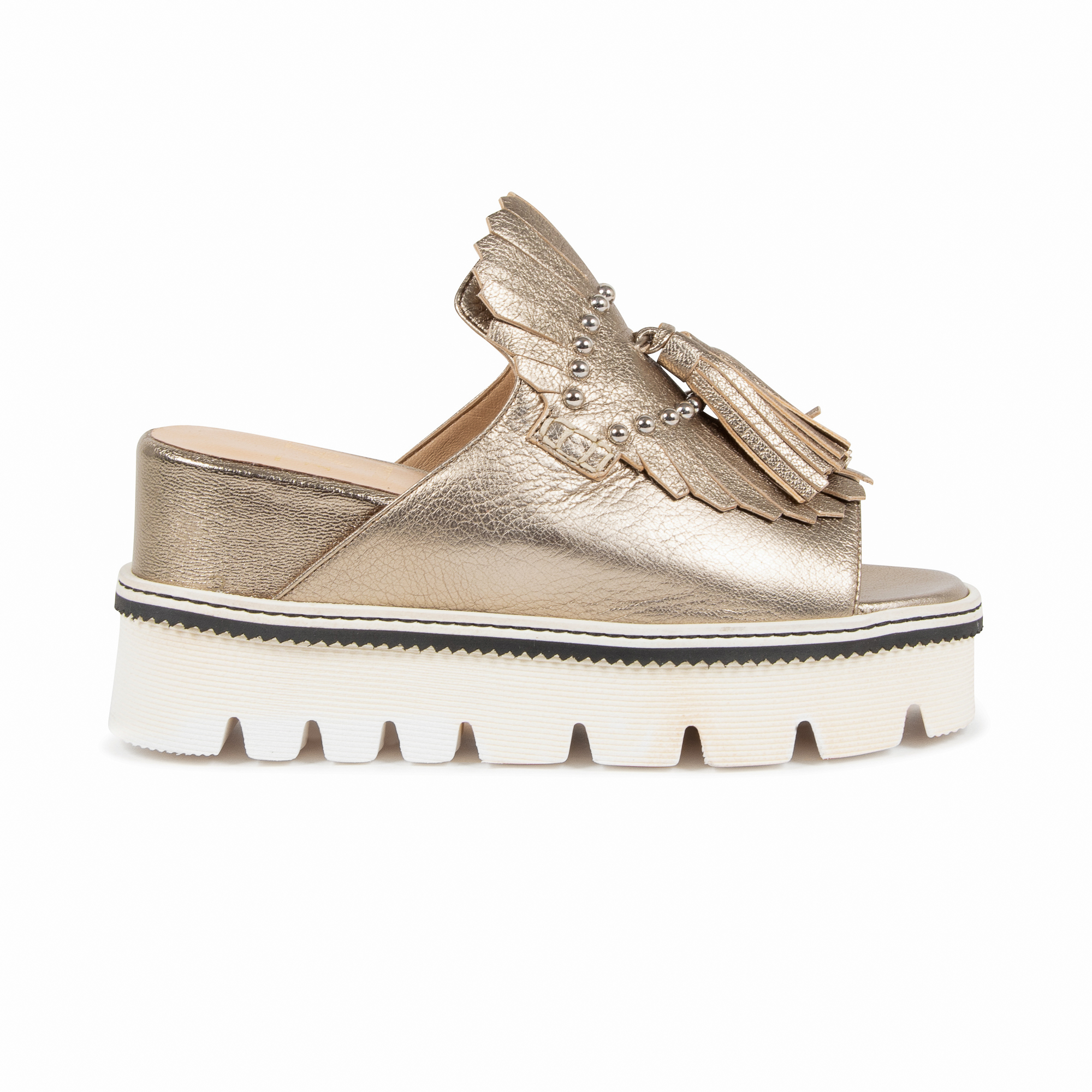 V1969 Italia Sandalo con plateau da donna Oro B3037DO CAPRA VETREX LAM ALBA