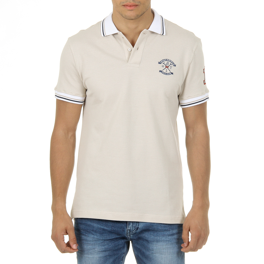 Polo da uomo a maniche corte Ufford & Suffolk Polo Club Beige FURIA