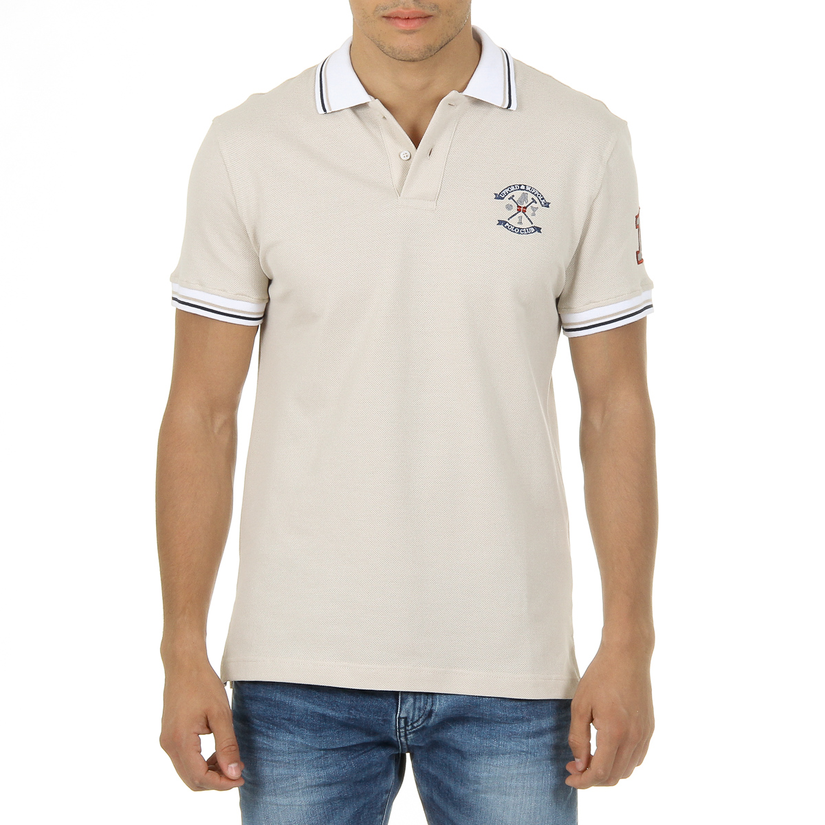 Polo da uomo a maniche corte Ufford & Suffolk Polo Club Beige FURIA