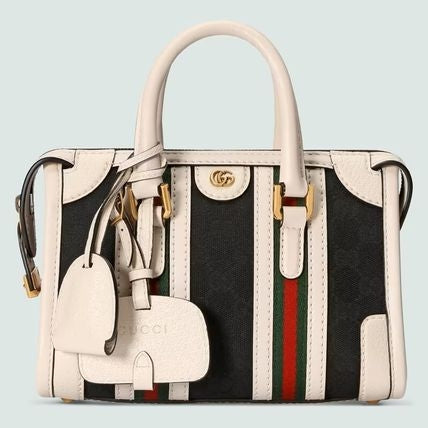 Borsa a tracolla Gucci GG Monogram e pelle nera e bianca