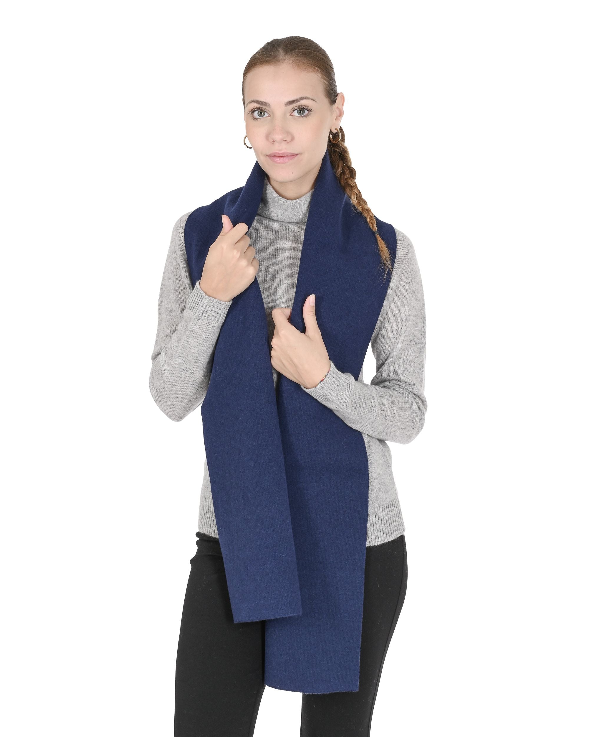 Sciarpa da donna in cashmere Crown of Edinburgh COE 0049 BLU REALE