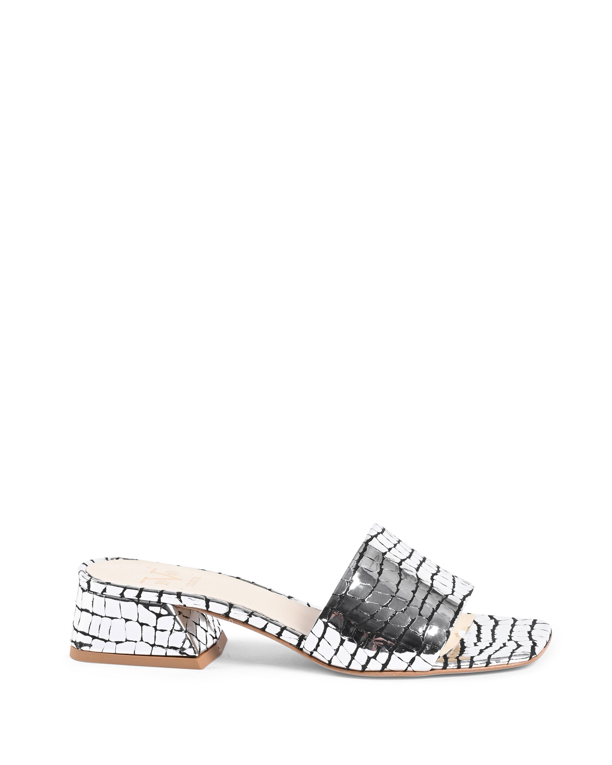 19V69 Italia Sandalo Donna Argento NEPER PITONE STAMP NERO ARGENTO