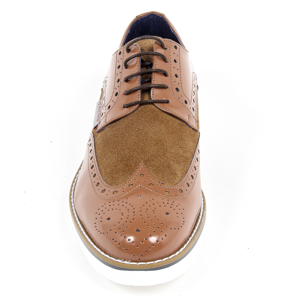 Andrew Charles Mens Brogue Oxford Shoe 914 ABRASIVATO CAMOSCIO COGNAC